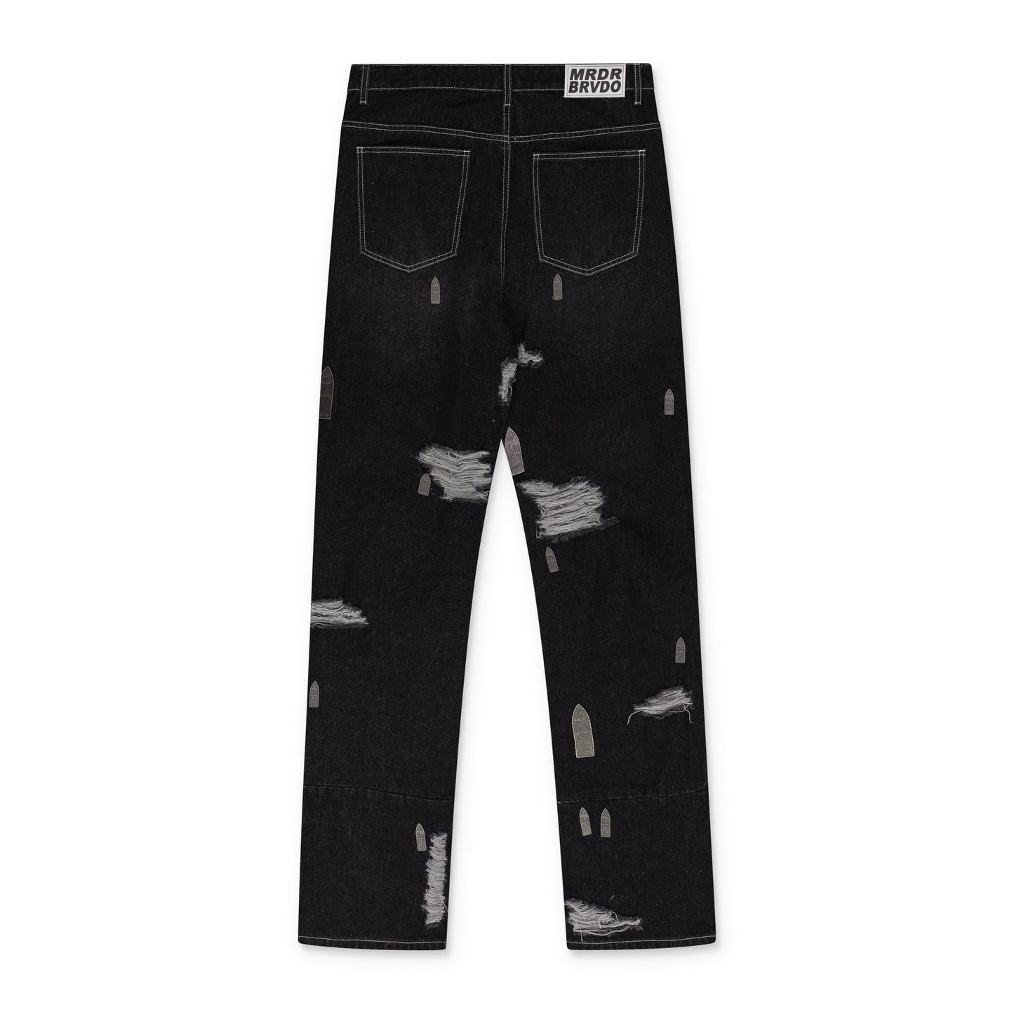 BLACK AMPLIFIED STRAIGHT-FIT JEANS