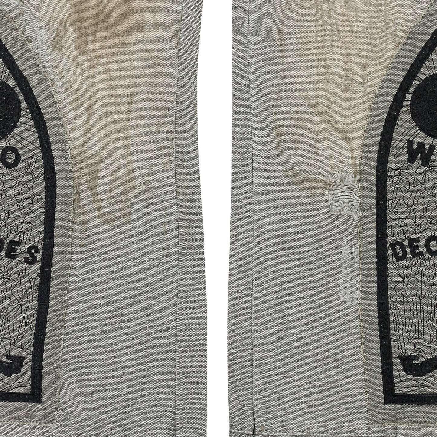 GRAY PATCHED ARCH STRAIGHT-FIT JEANS