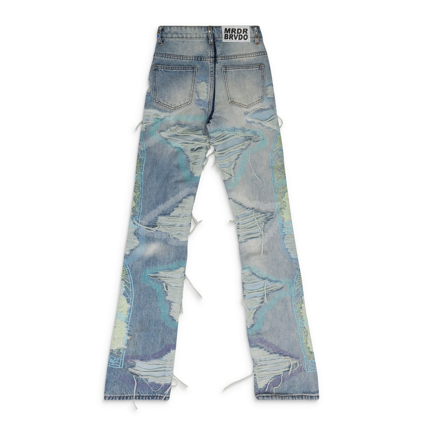 MULTICOLOR STUDDED RELAXED-FIT JEANS