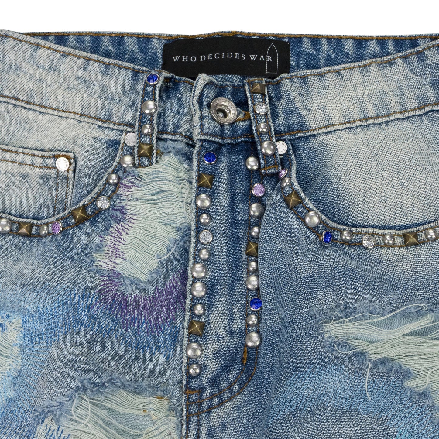 MULTICOLOR STUDDED RELAXED-FIT JEANS