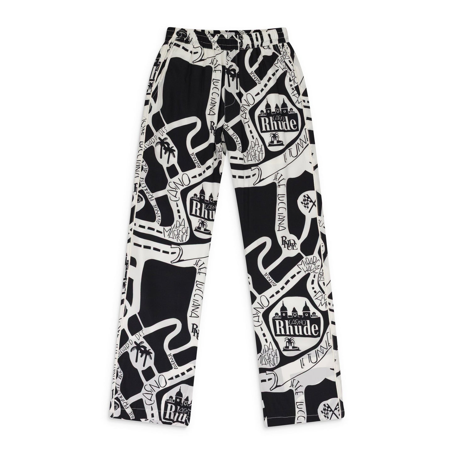BLACK/WHITE STRADA SILK TRACK PANTS
