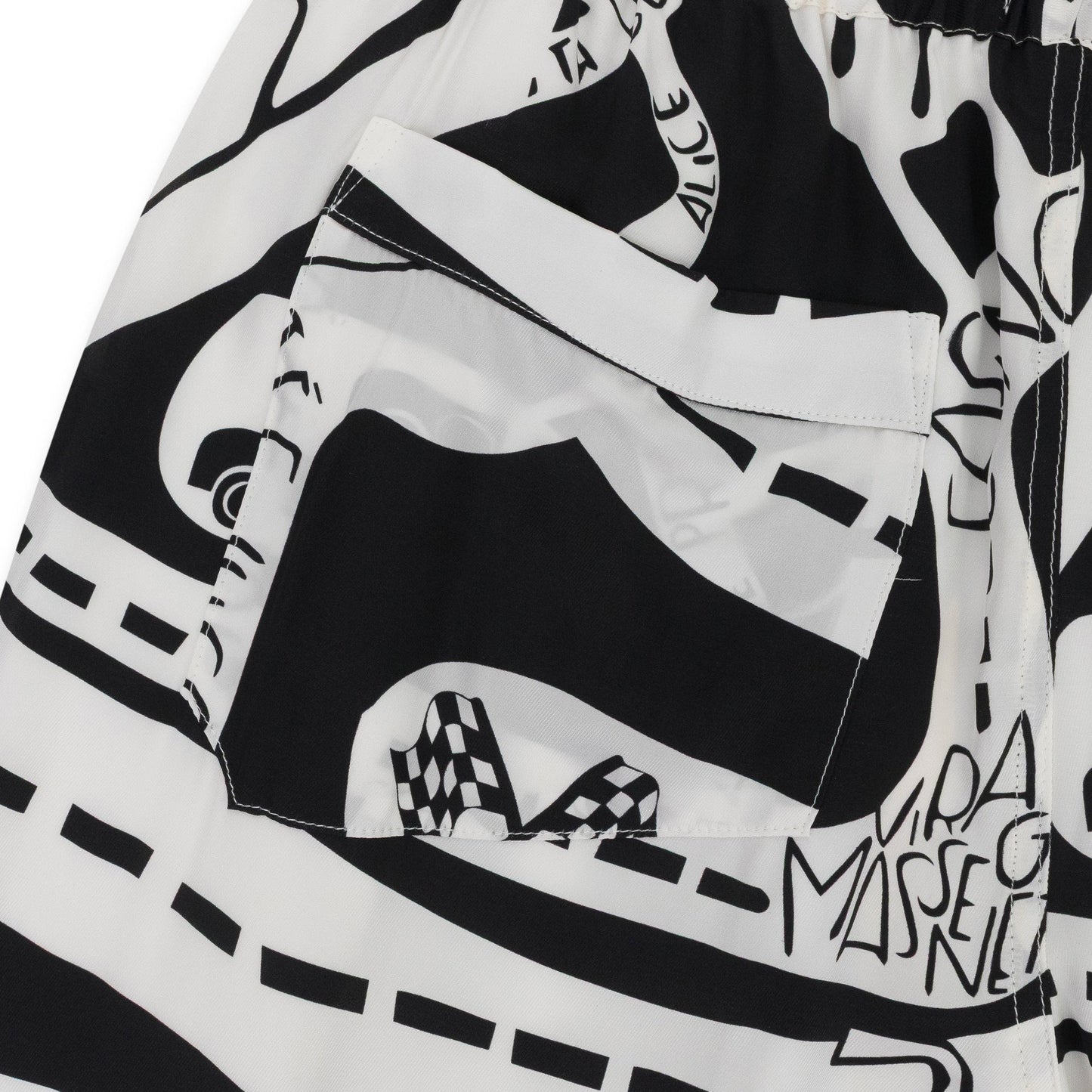 BLACK/WHITE STRADA SILK TRACK PANTS