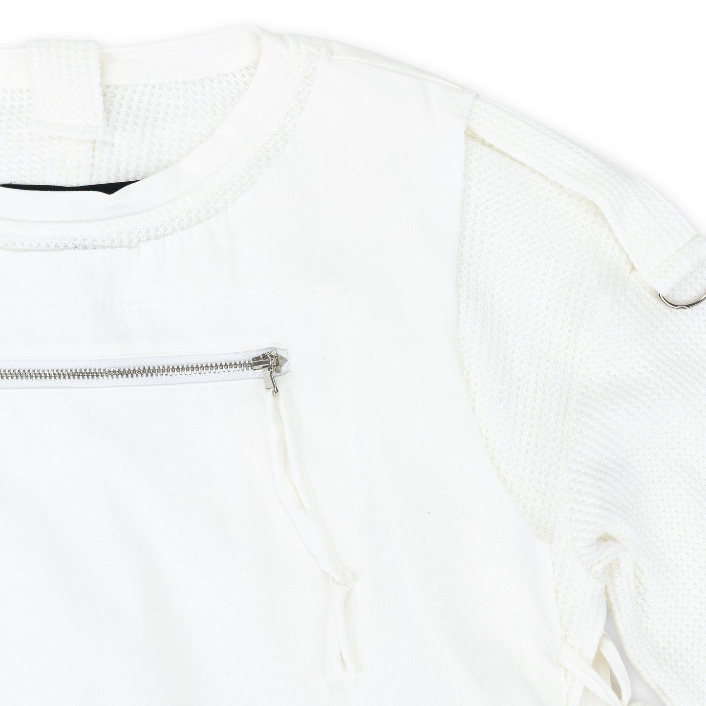 WHITE LAYERED JERSEY BUTTON-DOWN SHIRT