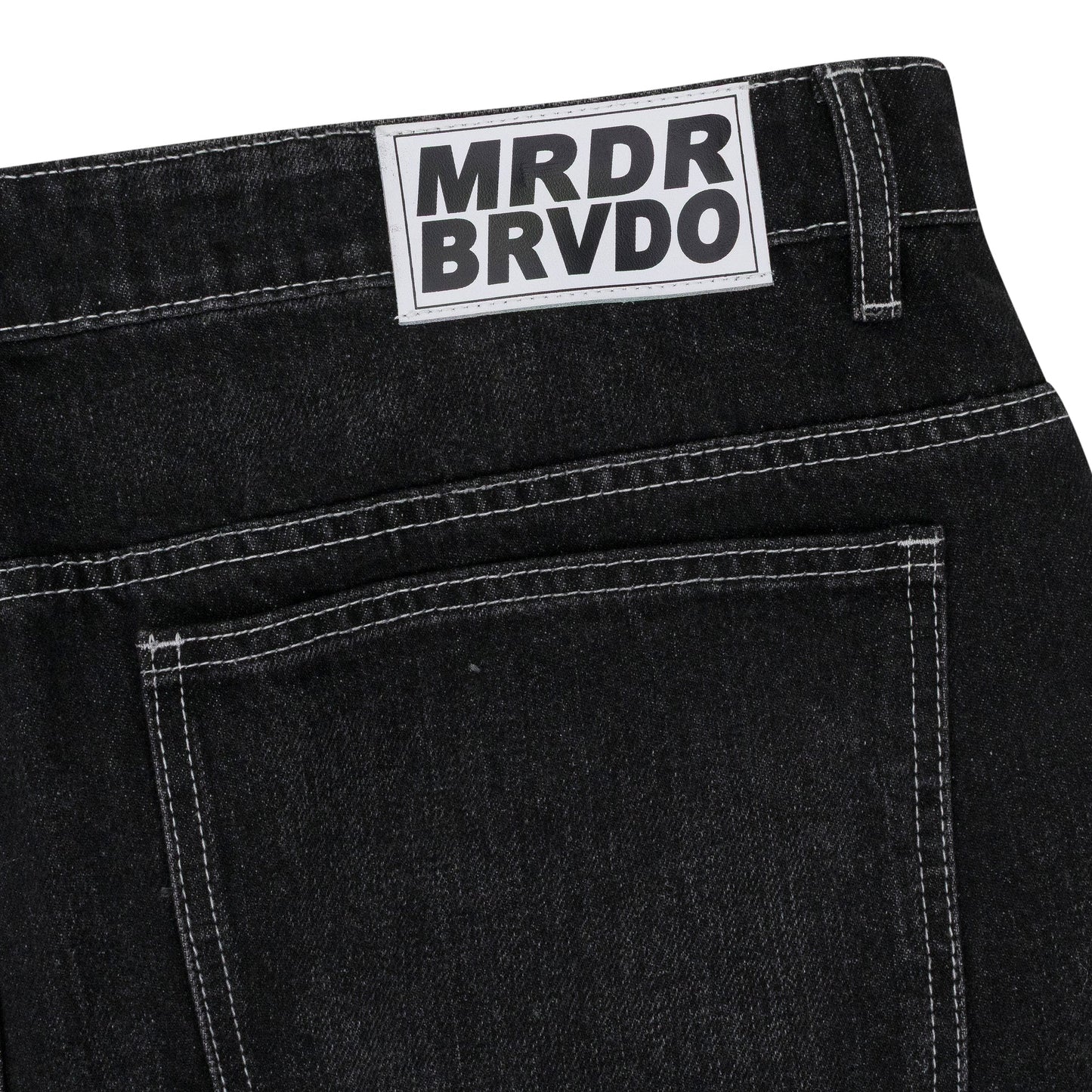 BLACK DARNING SIDE EMBROIDERY SHORTS