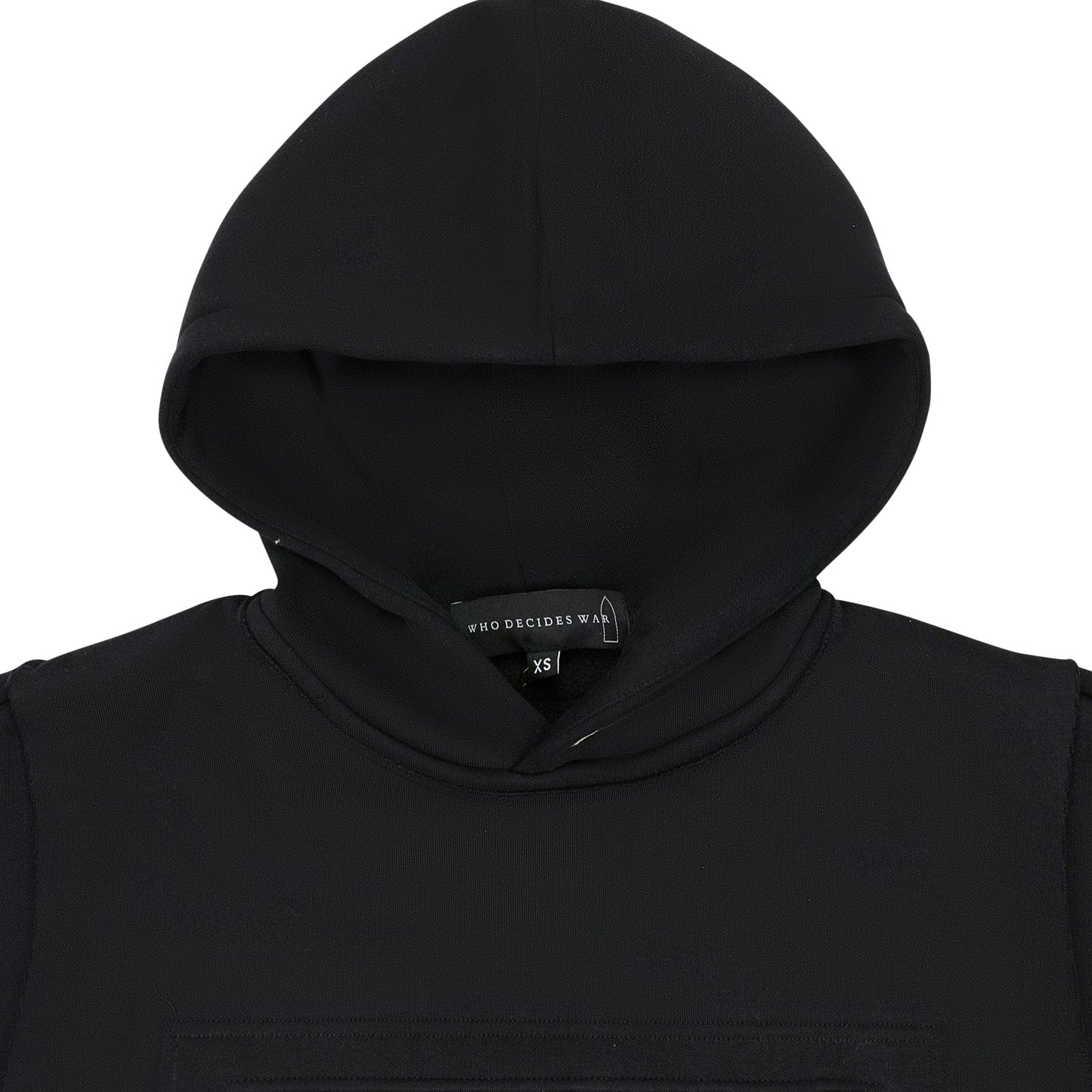 BLACK ZIPPERED MULTILAYER HOODIE