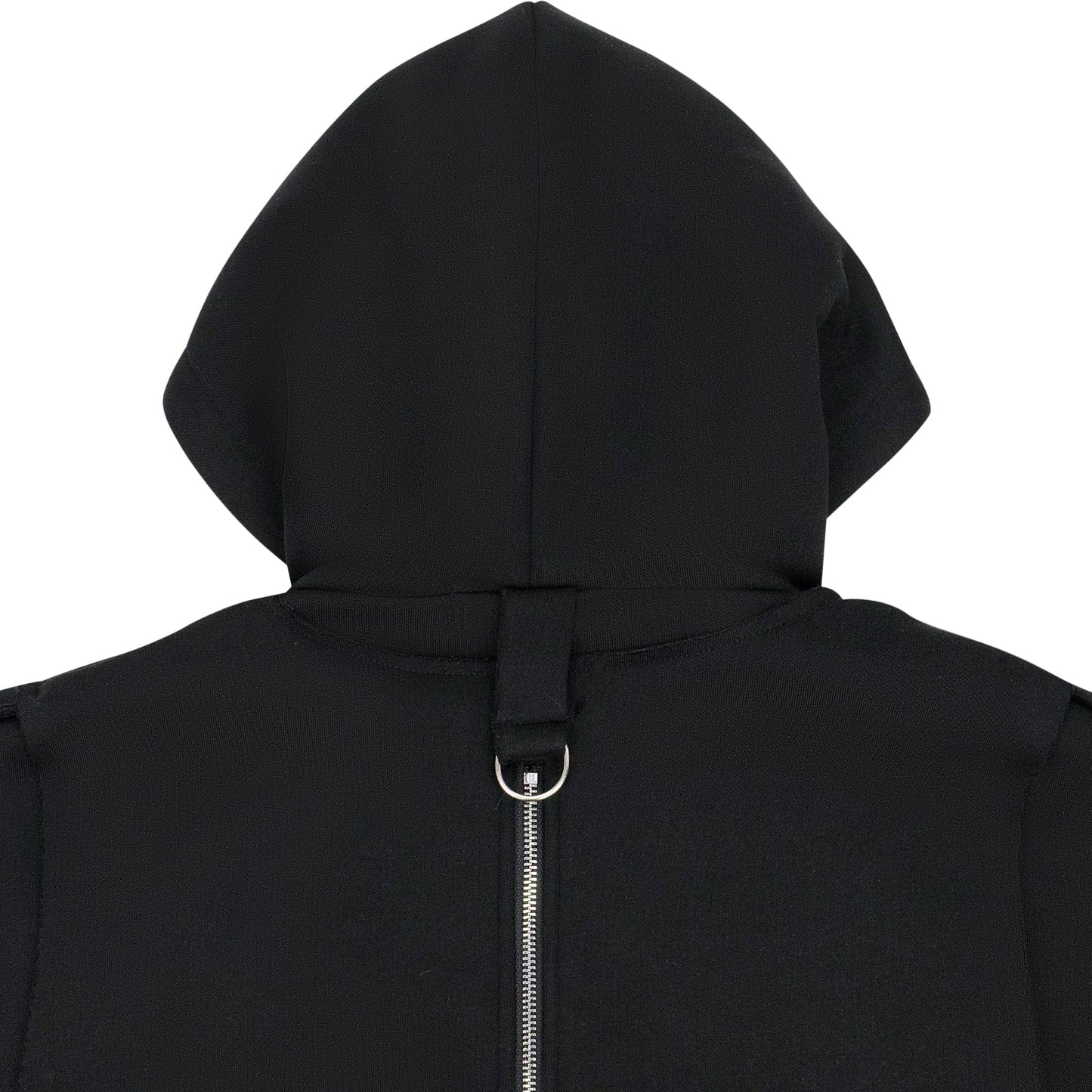 BLACK ZIPPERED MULTILAYER HOODIE