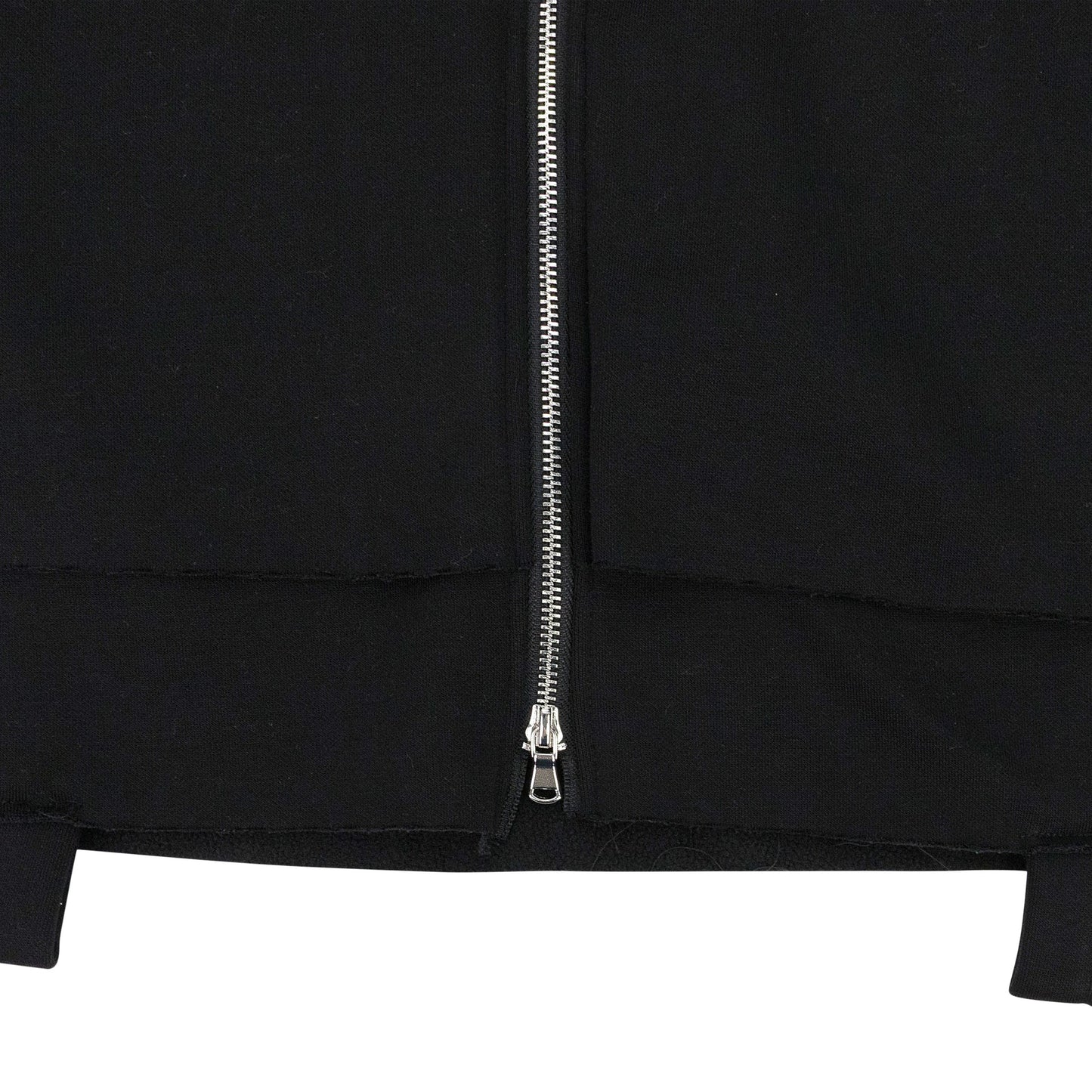 BLACK ZIPPERED MULTILAYER HOODIE