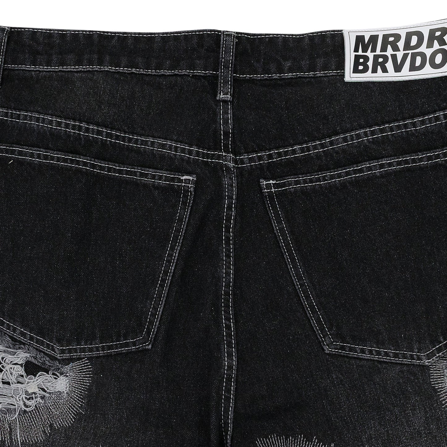 BLACK DARNING SIDE EMBROIDERY PANTS