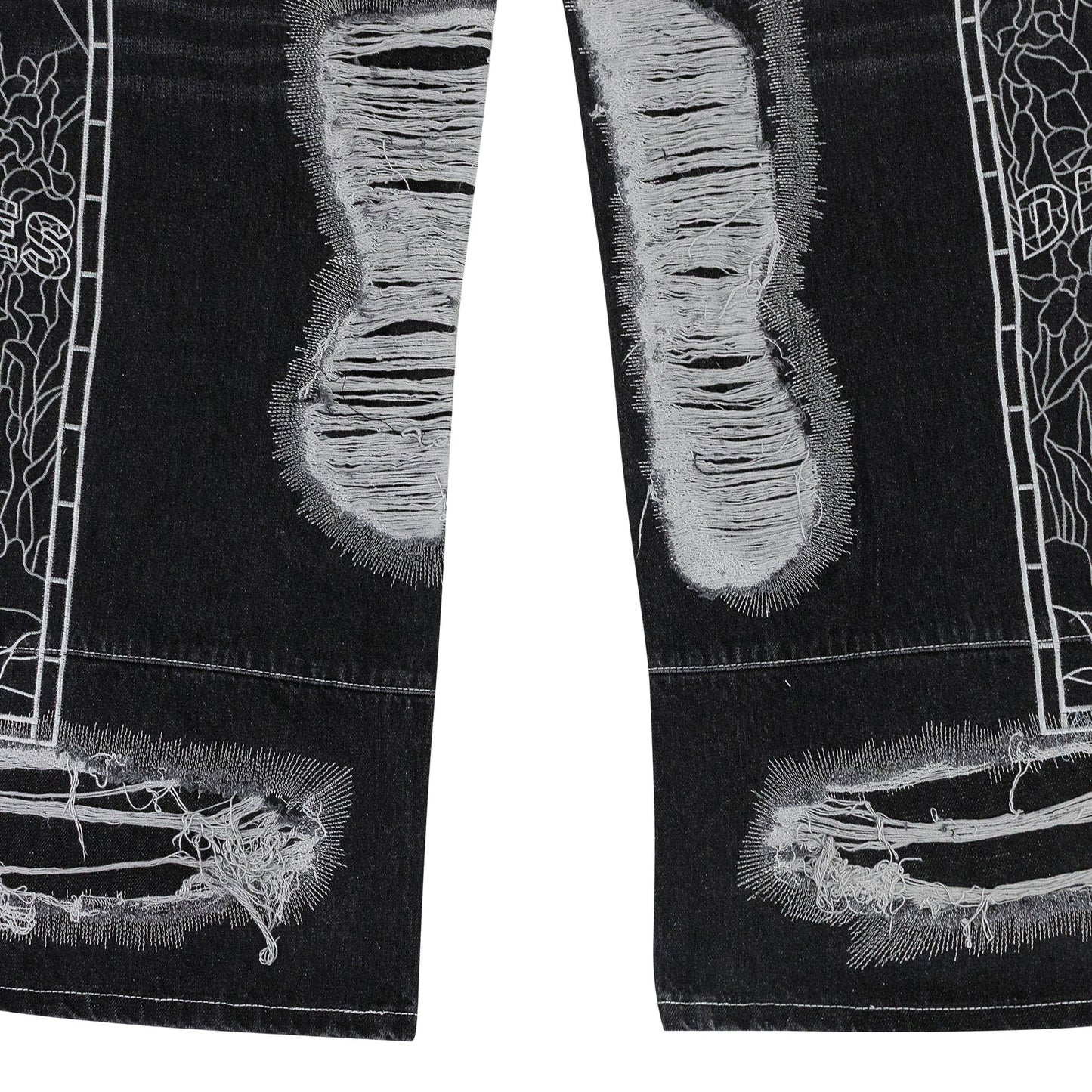 BLACK DARNING SIDE EMBROIDERY PANTS