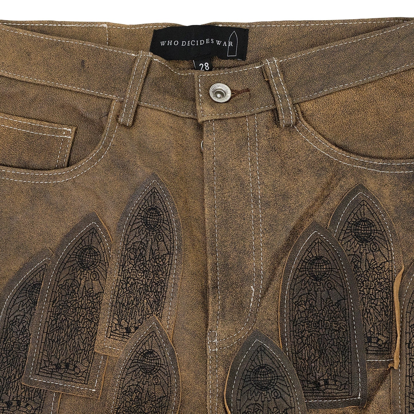 BROWN GARDEN GLASS PATCHED PANTS