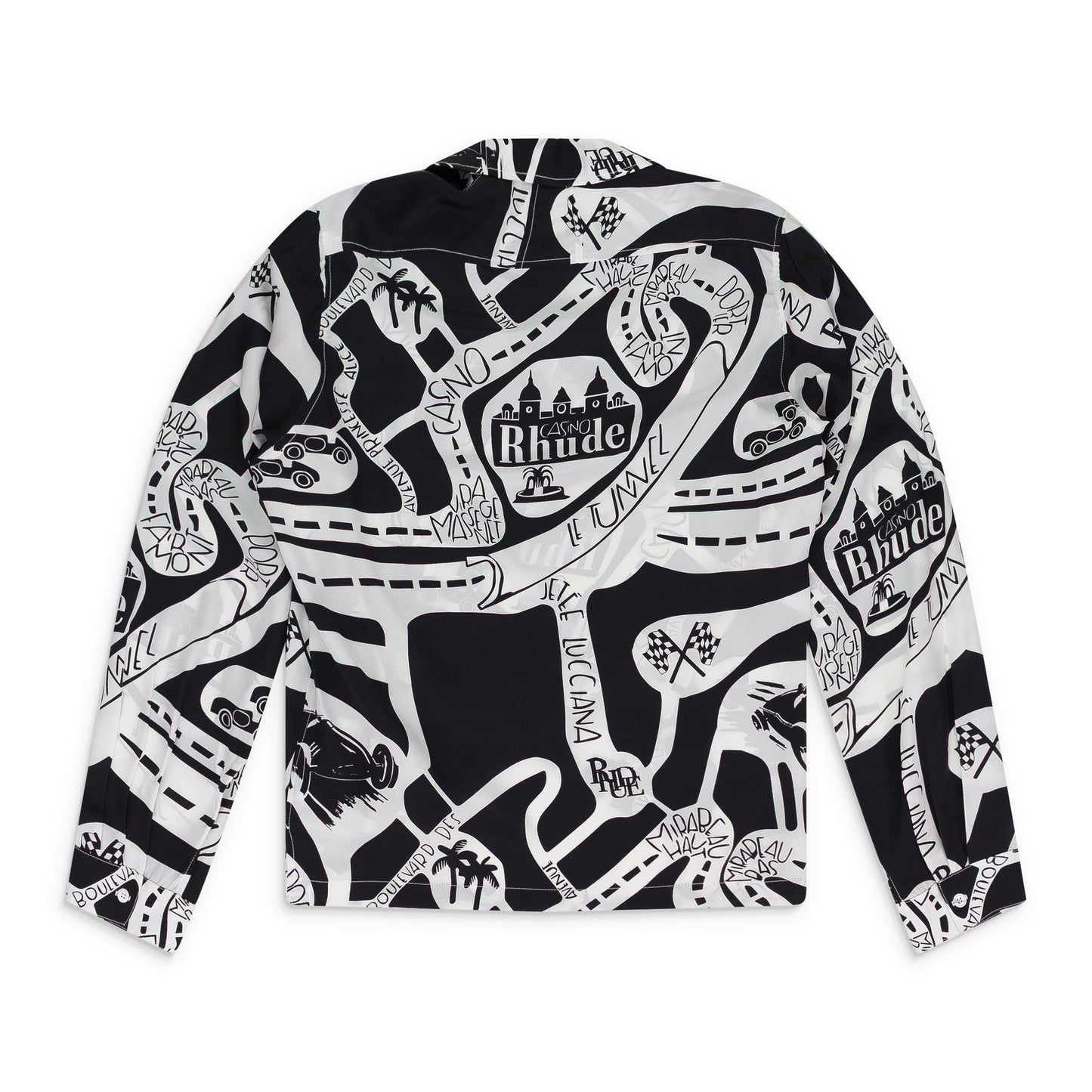 BLACK/WHITE STRADA SILK LS BUTTON-DOWN SHIRT