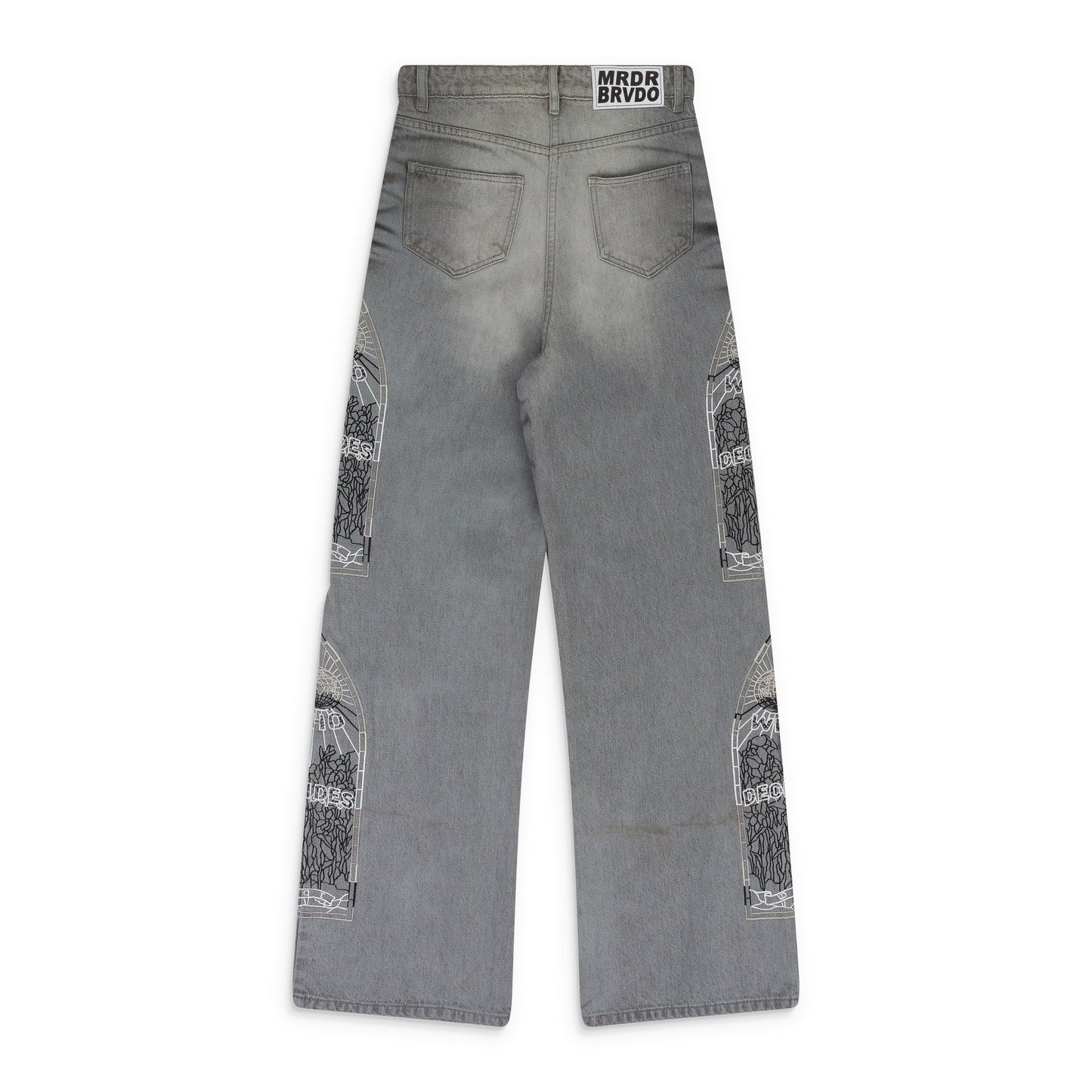 GRAY NOIR STRIPE WIDE-LEG JEANS