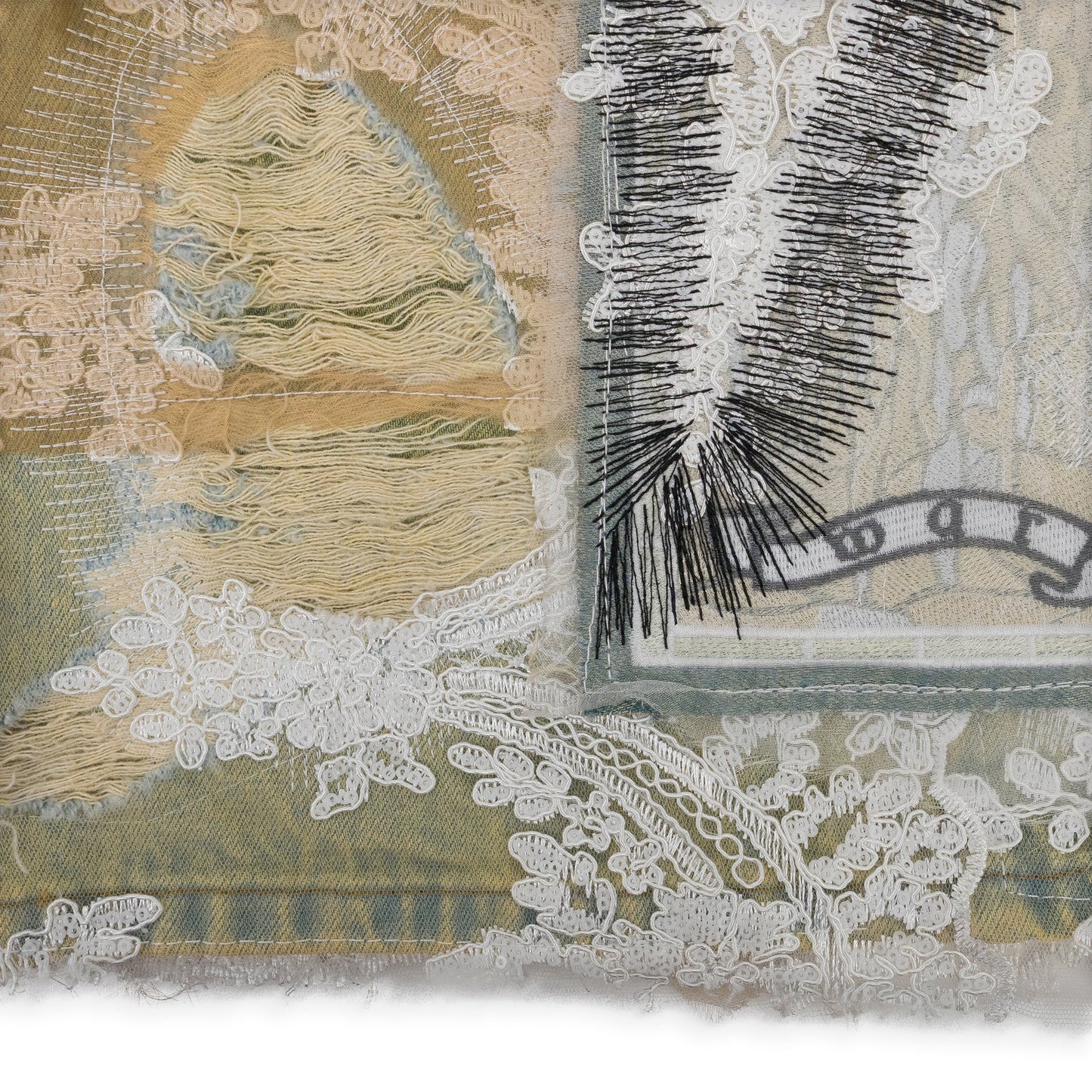 TAN OVERDYED LACE WIDE-LEG JEANS