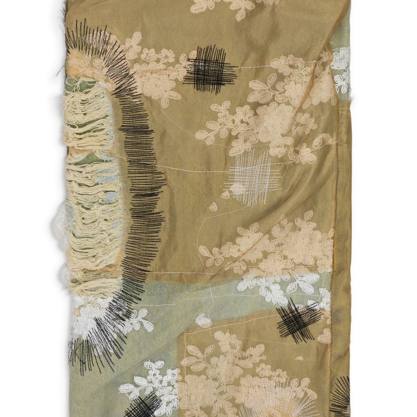 TAN OVERDYED LACE WIDE-LEG JEANS