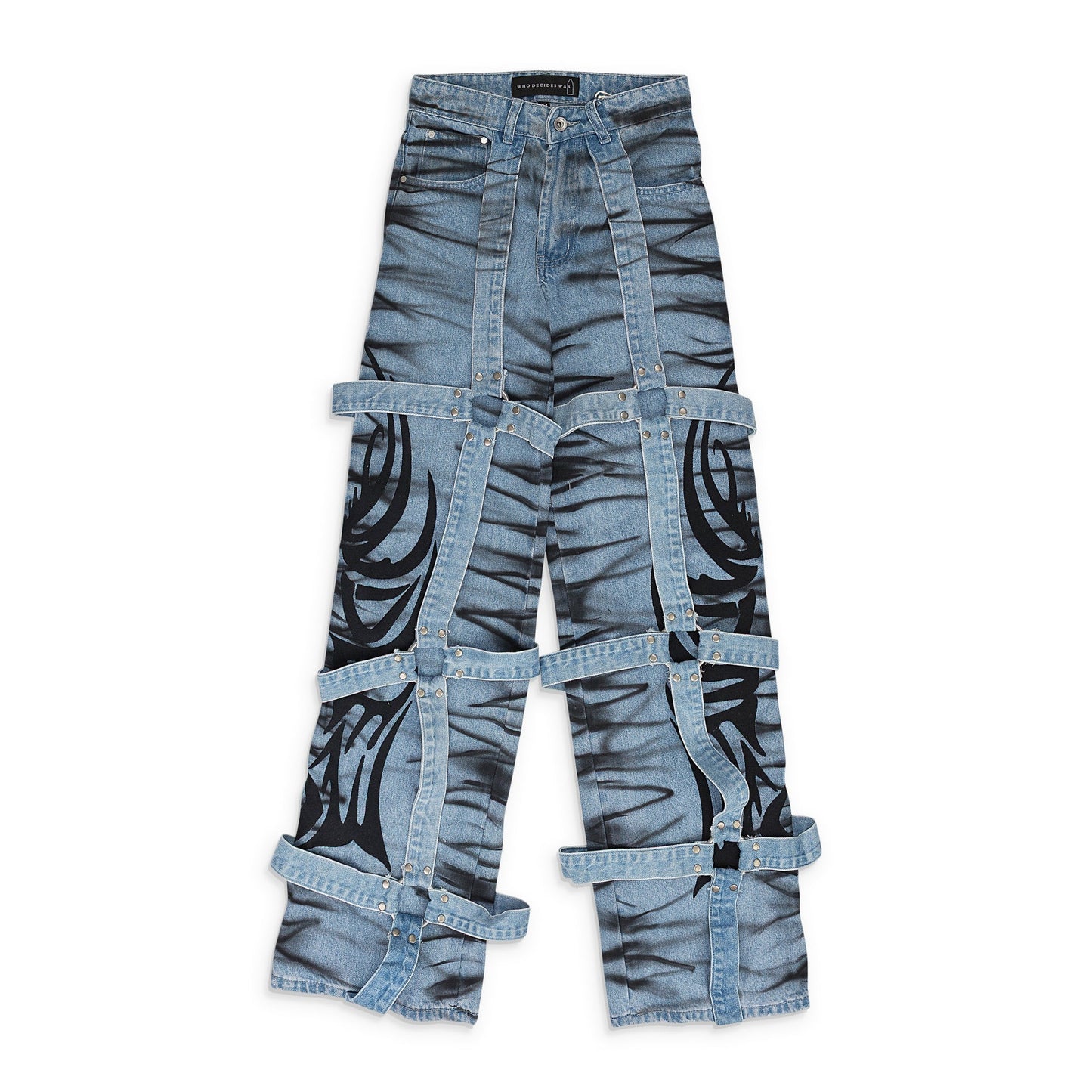 BLUE WINGED LOGO BONDAGE PANTS