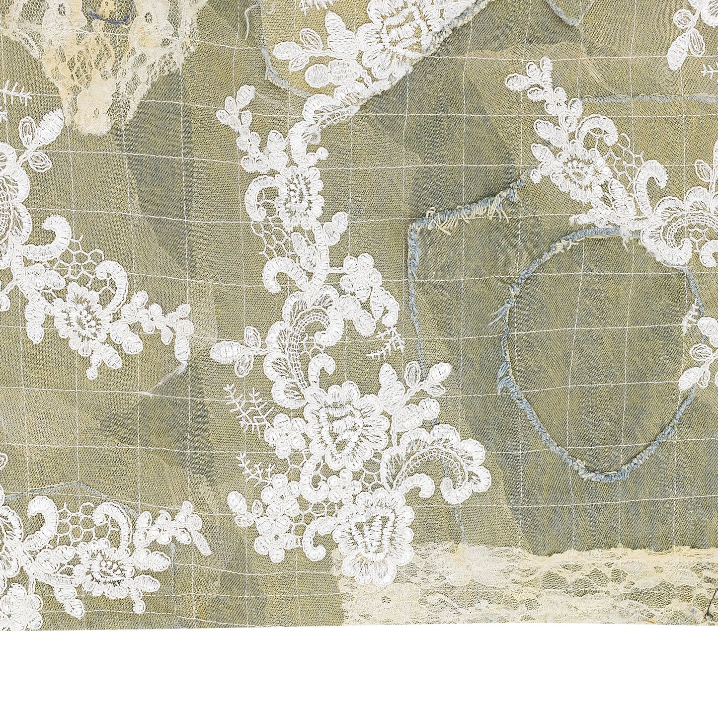 BLUE LACE PATCHWORK BUTTON-DOWN SHIRT