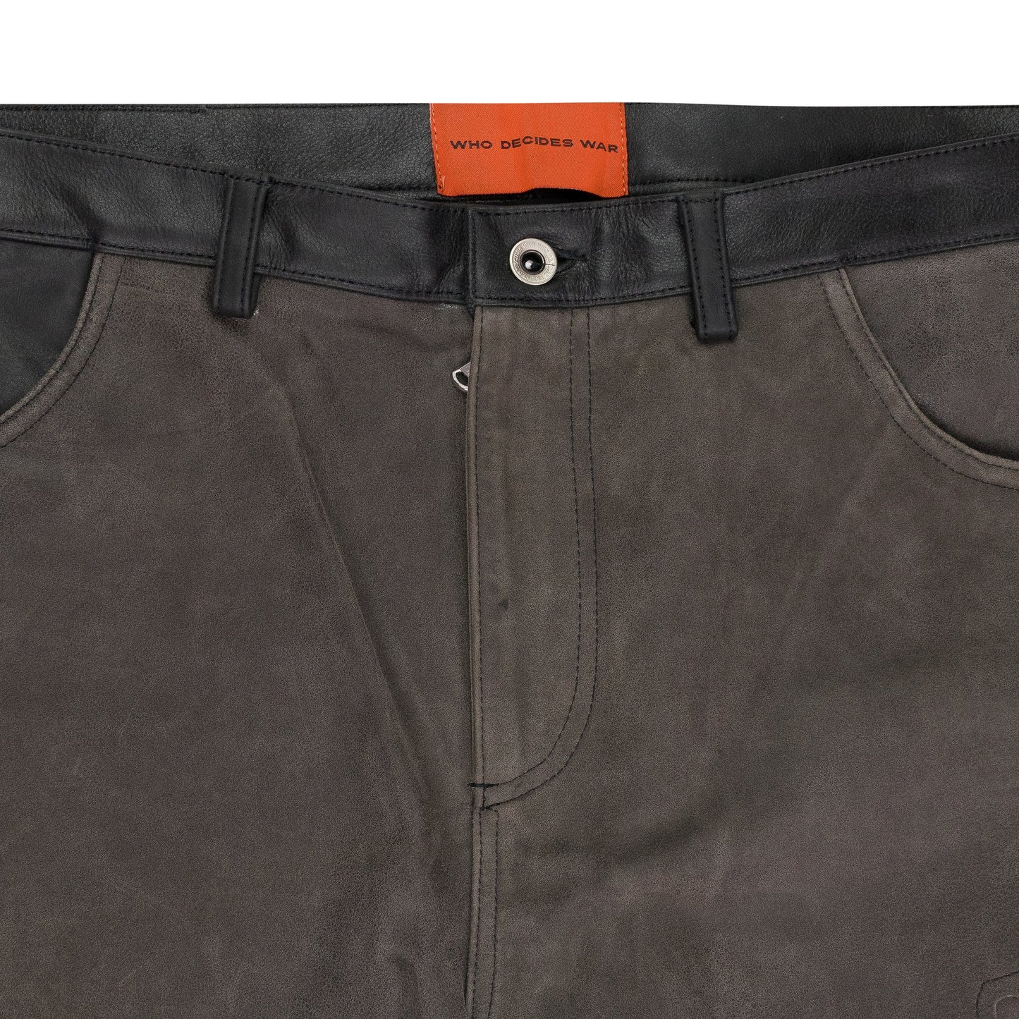 BLACK/BROWN BARK LEATHER PANTS