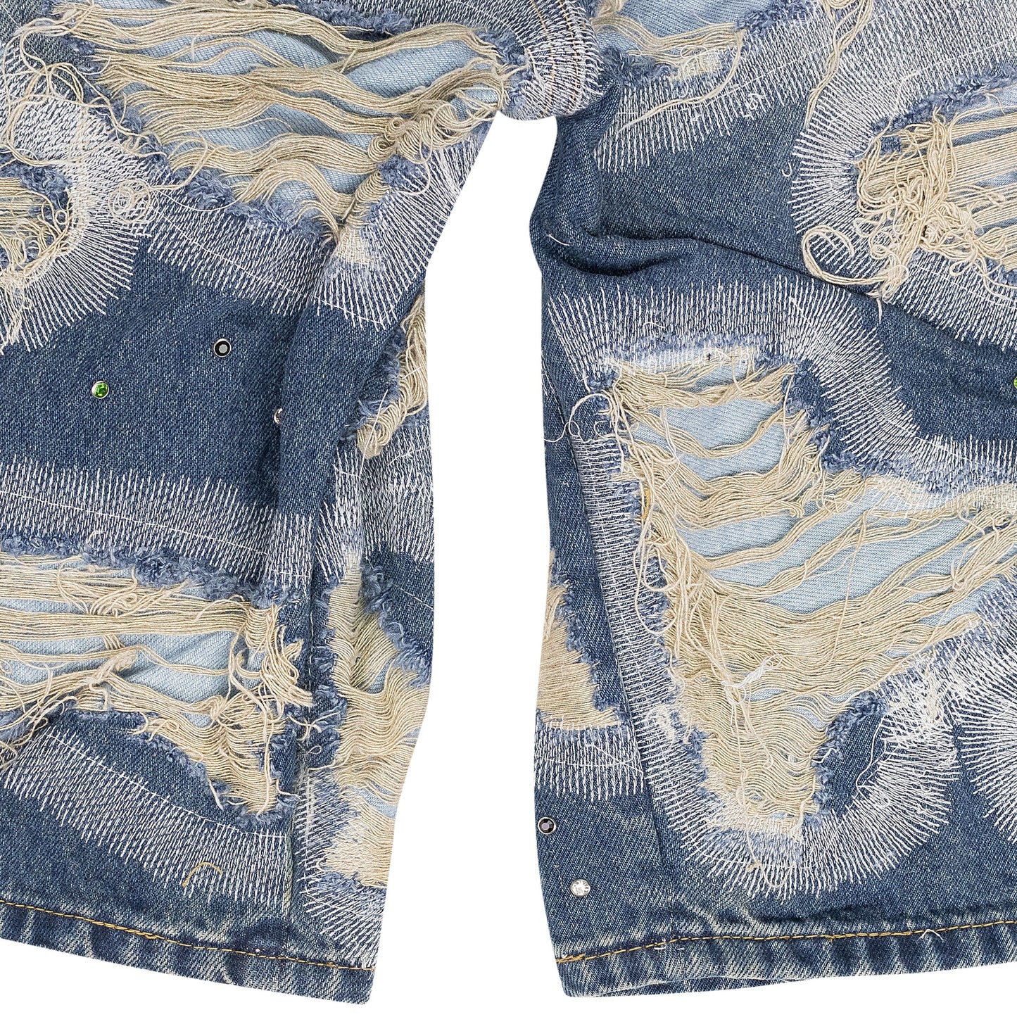 BLUE CHROME STUD EMBROIDERED SHORTS