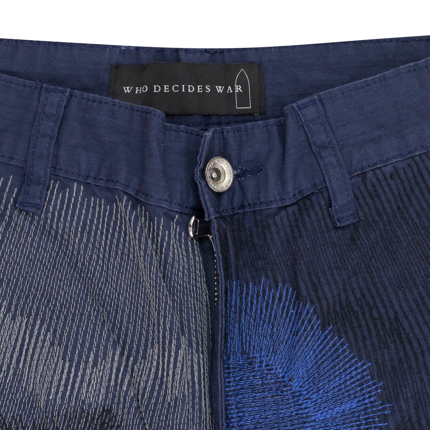 INDIGO CAMOUFLAGE EMBROIDERY PANTS