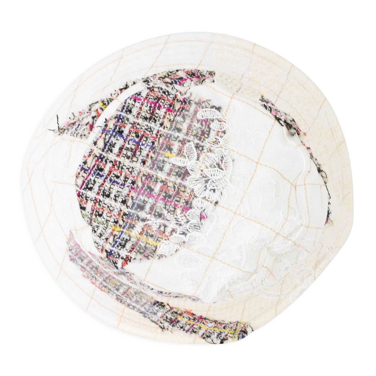 WHITE TWEED PATCHWORK BUCKET HAT