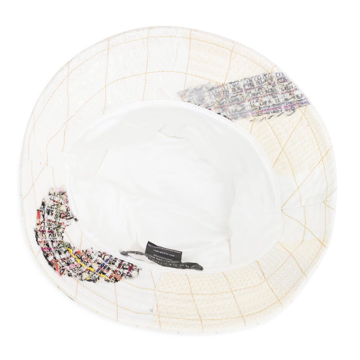 WHITE TWEED PATCHWORK BUCKET HAT