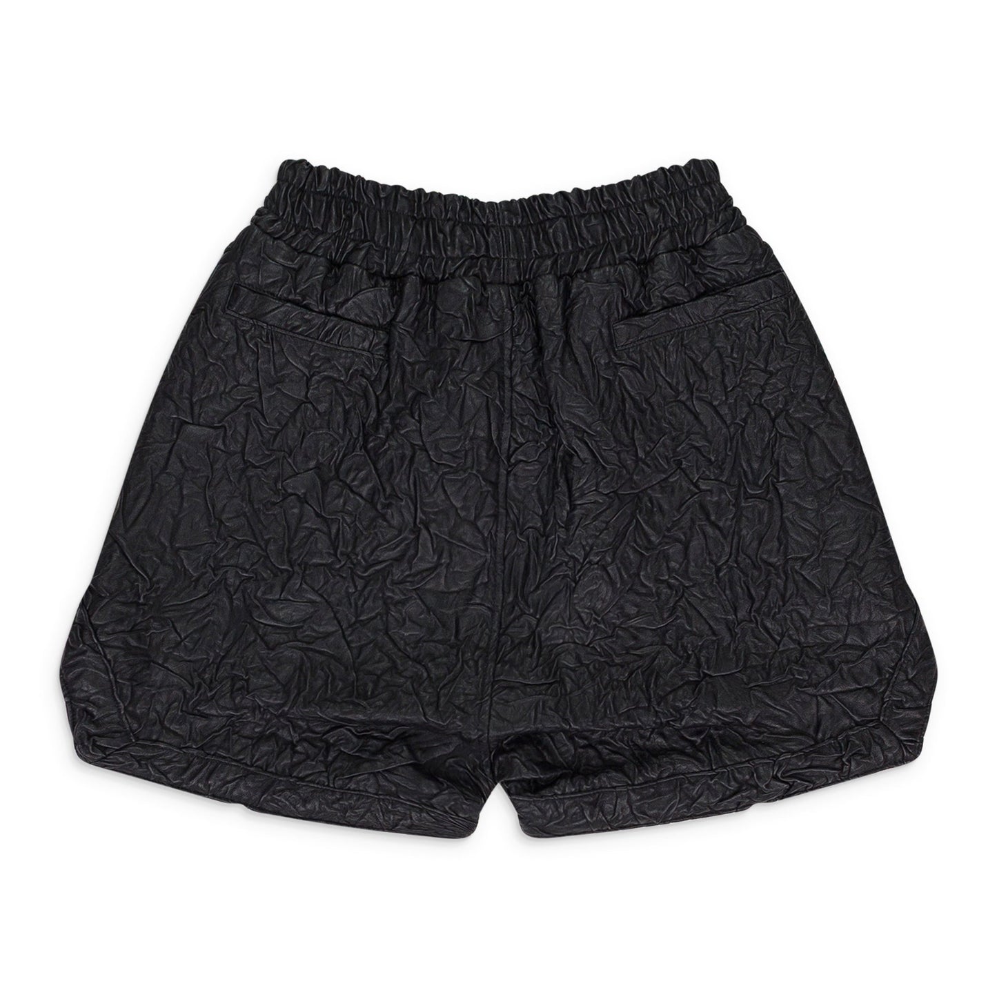 BLACK CRINKLED TAILORED SHORTS