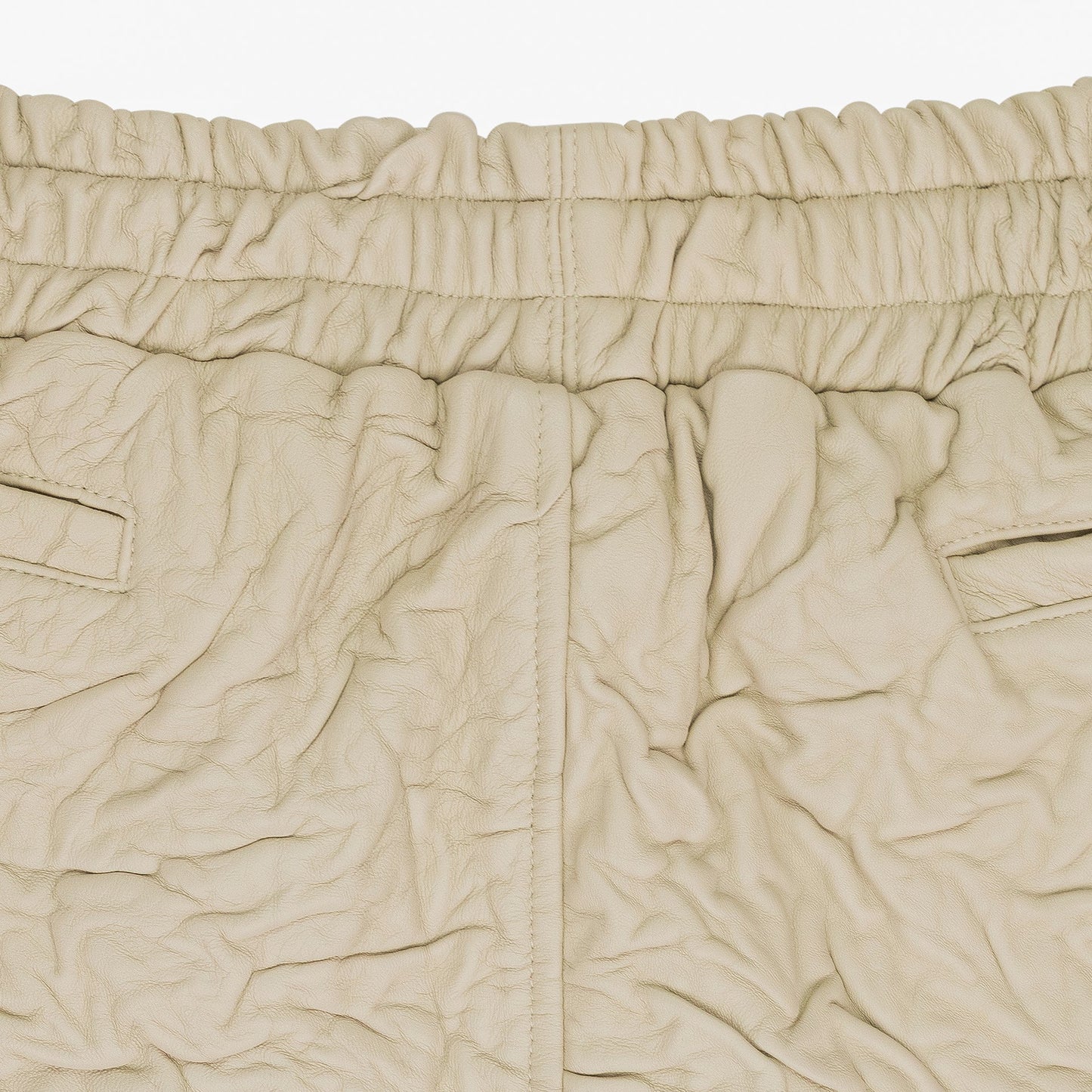 CREAM CRINKLED TAILORED SHORTS
