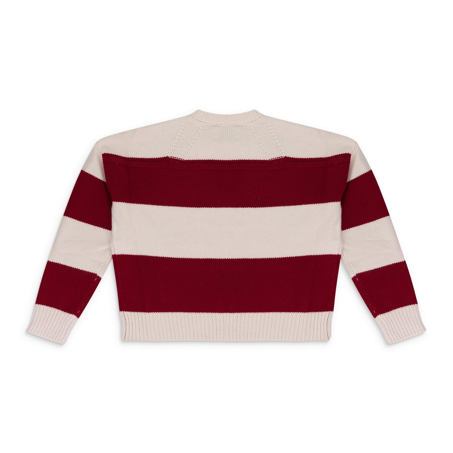 RED/CREAM STRIPE CREWNECK SWEATSHIRT