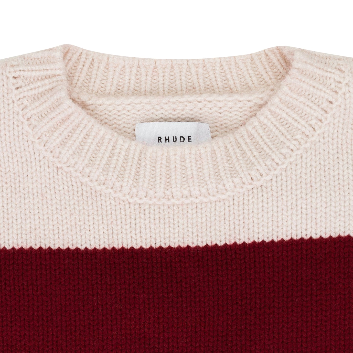 RED/CREAM STRIPE CREWNECK SWEATSHIRT
