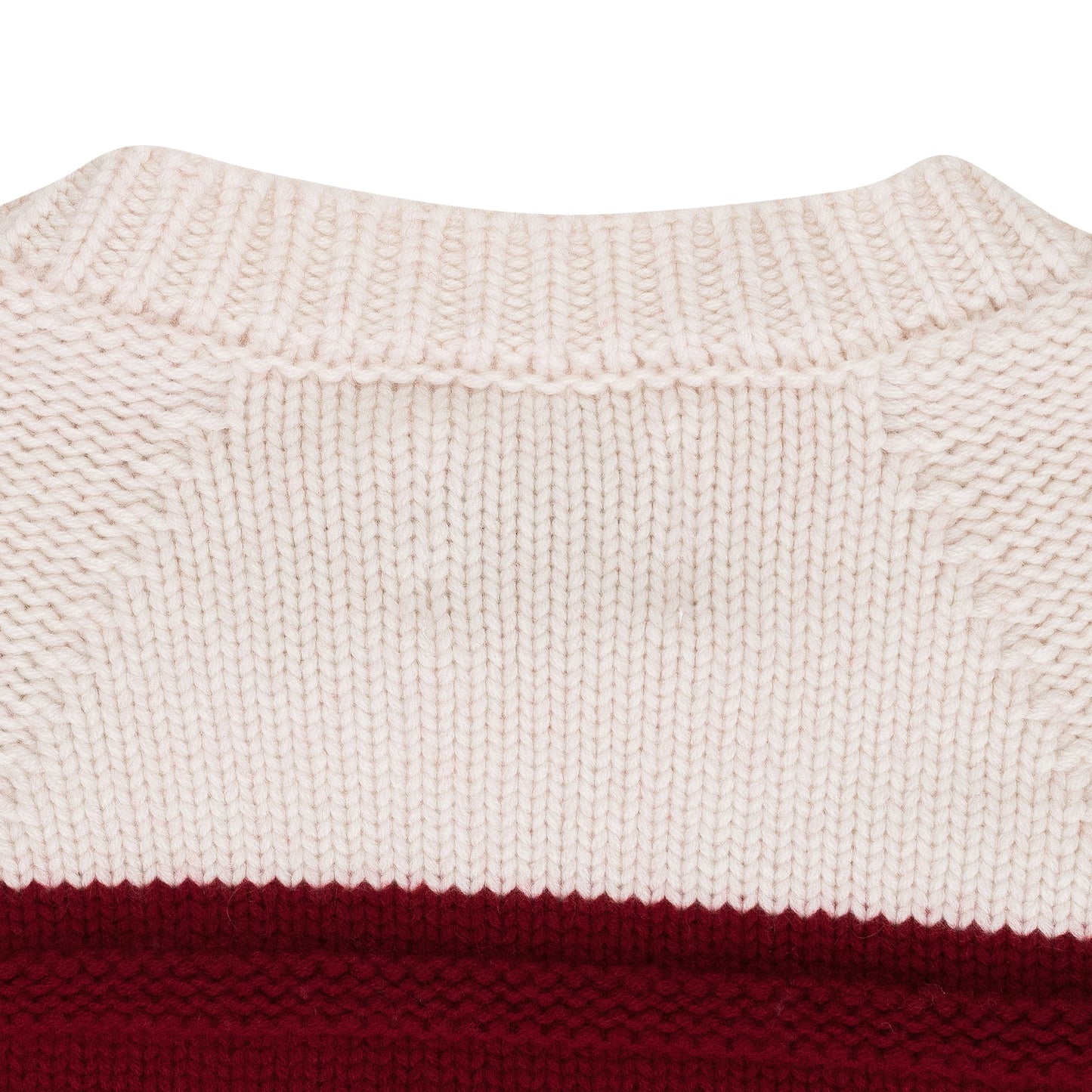 RED/CREAM STRIPE CREWNECK SWEATSHIRT