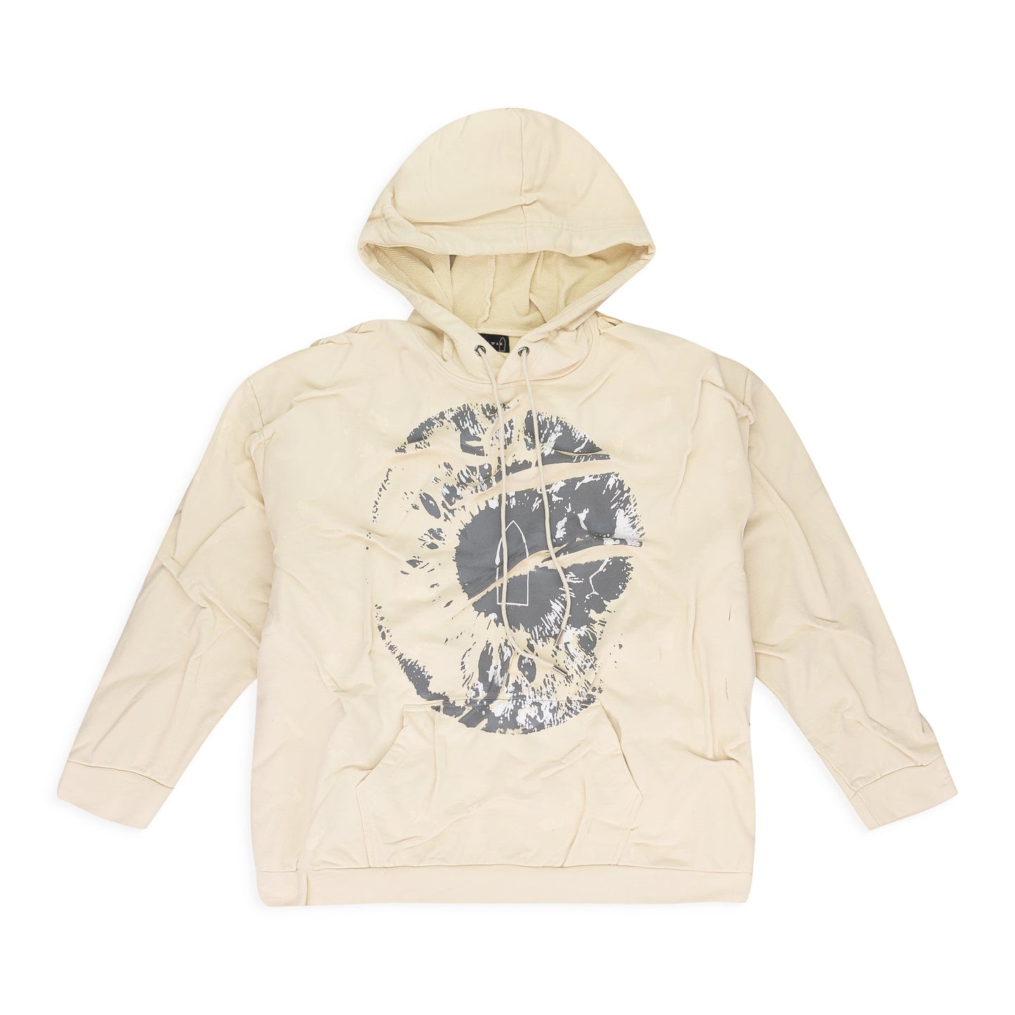 CREAM GATHERED EYE HOODIE