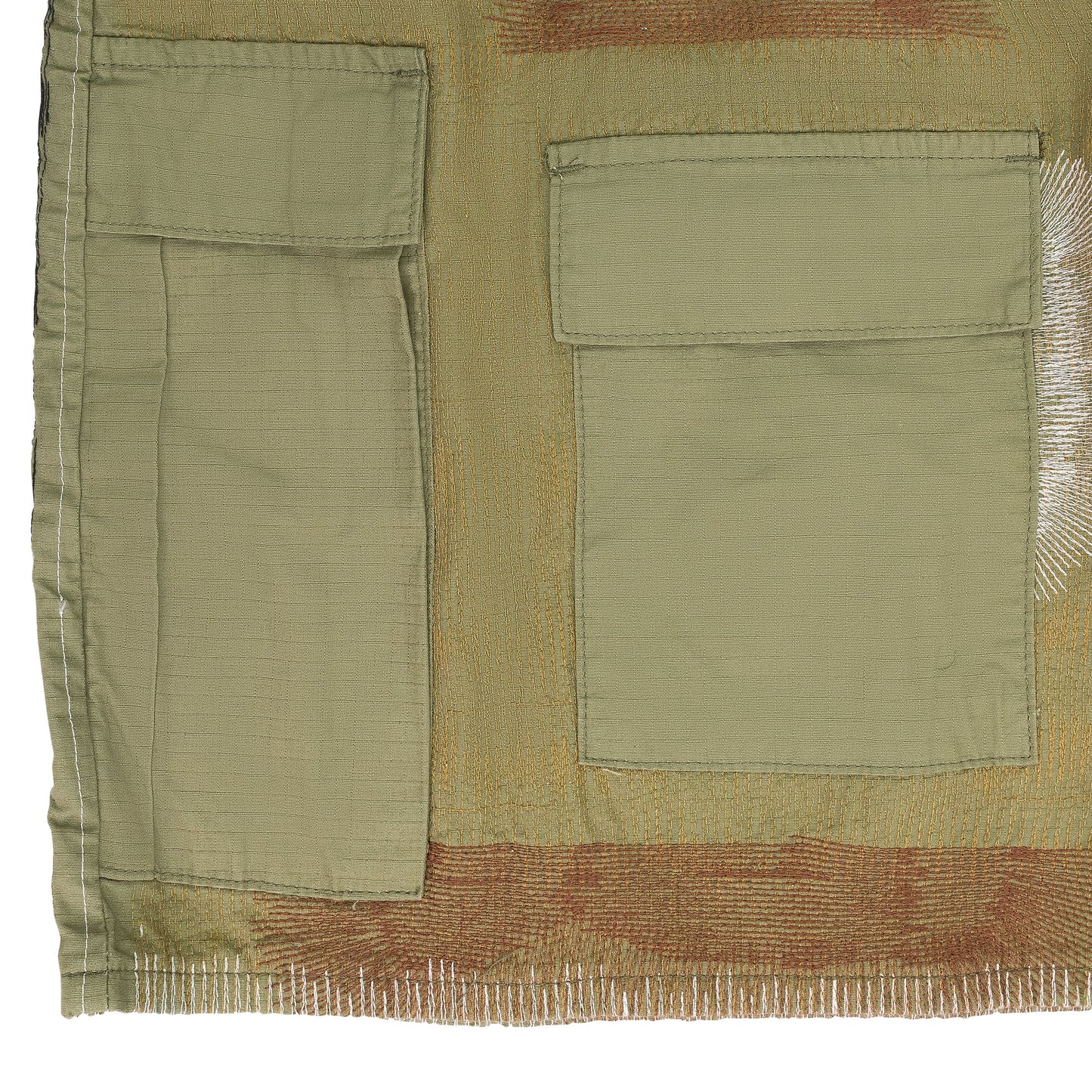 GREEN CAMOUFLAGE EMBROIDERY CARGO SHORTS