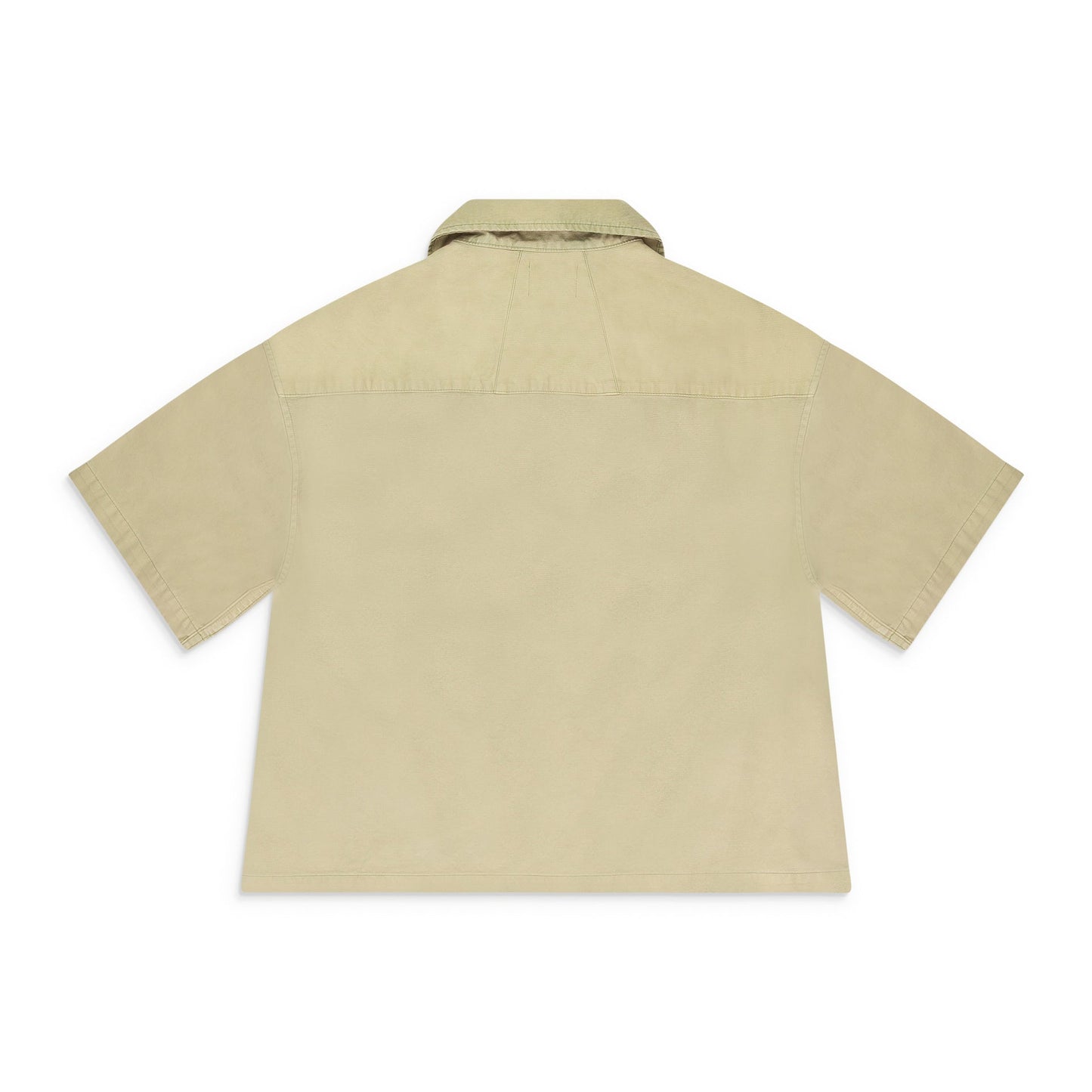 KHAKI BOXY HALF-ZIP SPRAY BUTTON-DOWN SHIRT