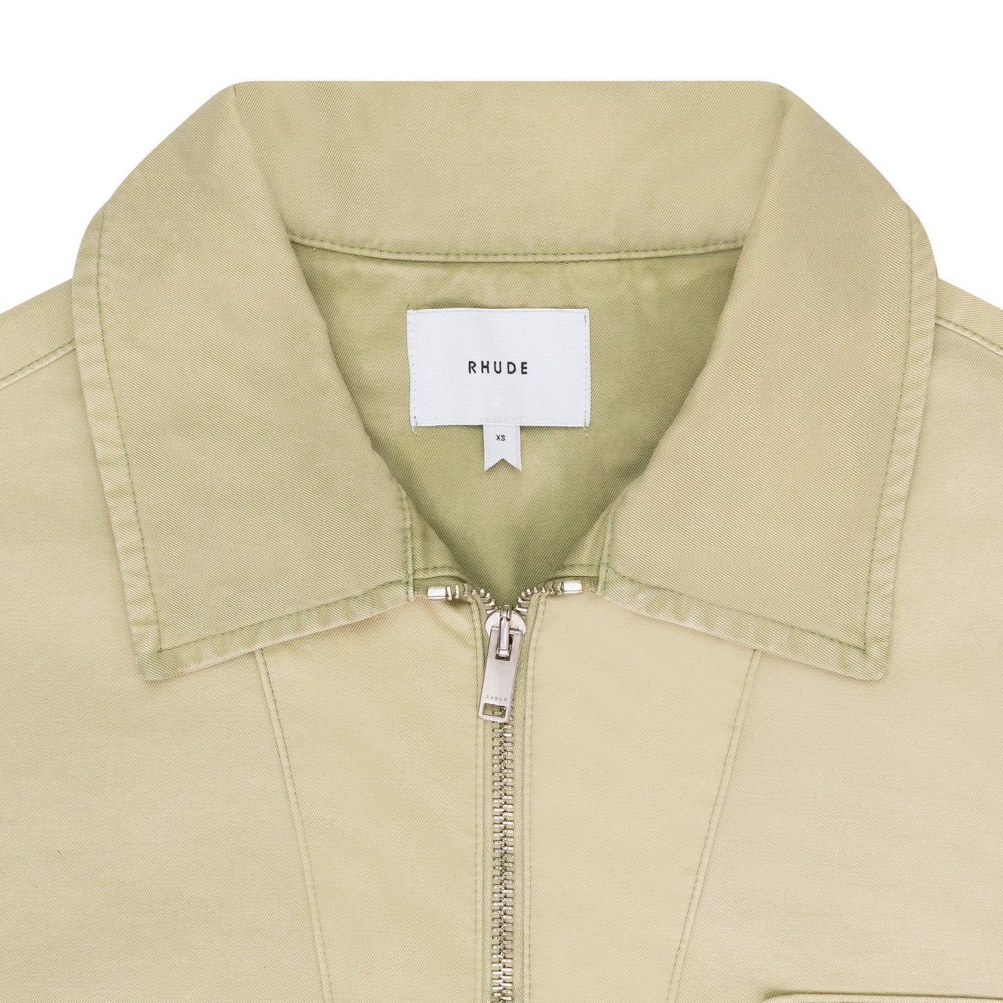 KHAKI BOXY HALF-ZIP SPRAY BUTTON-DOWN SHIRT