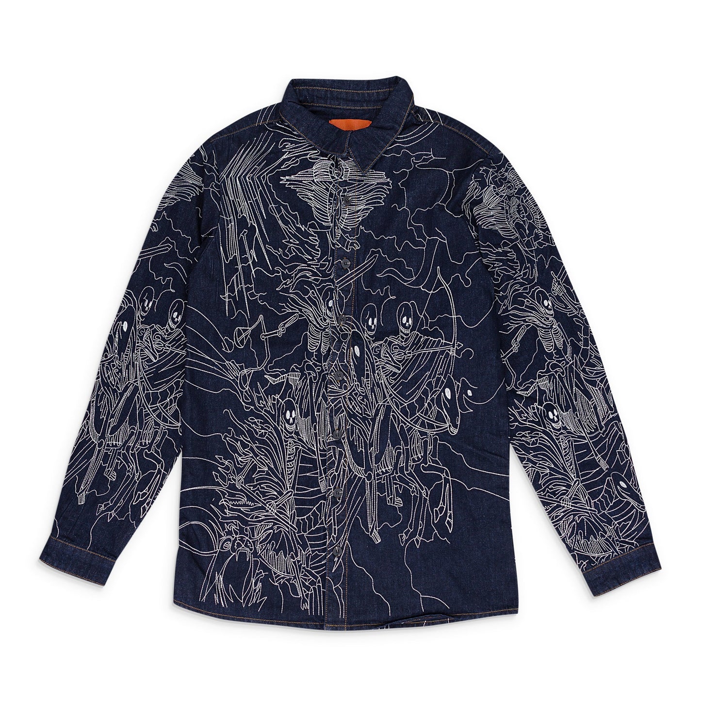 INDIGO FOUR HORSEMEN BUTTON-DOWN SHIRT
