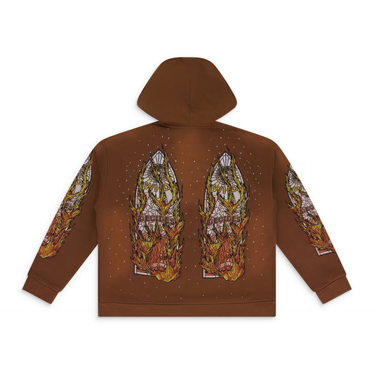 BROWN FLAME GLASS HOODIE