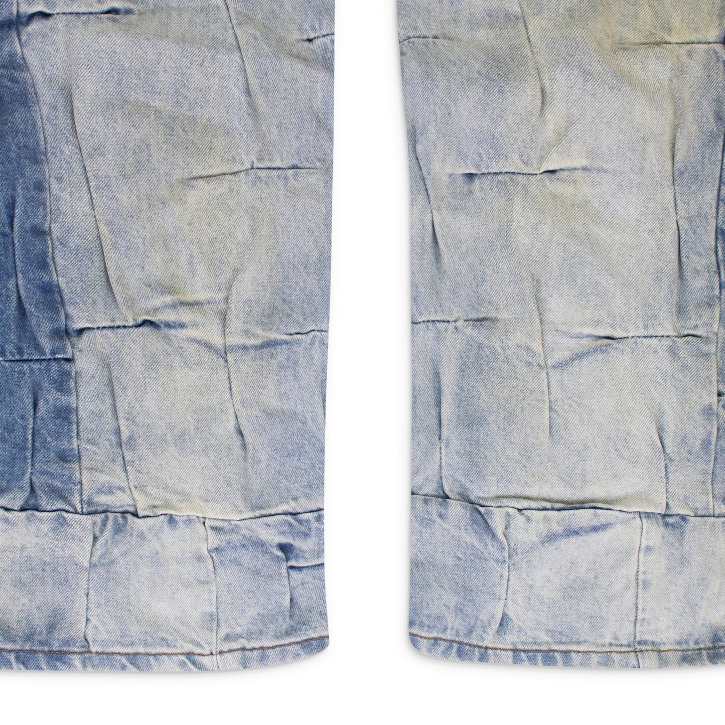 BLUE GATHERED STRAIGHT-FIT JEANS