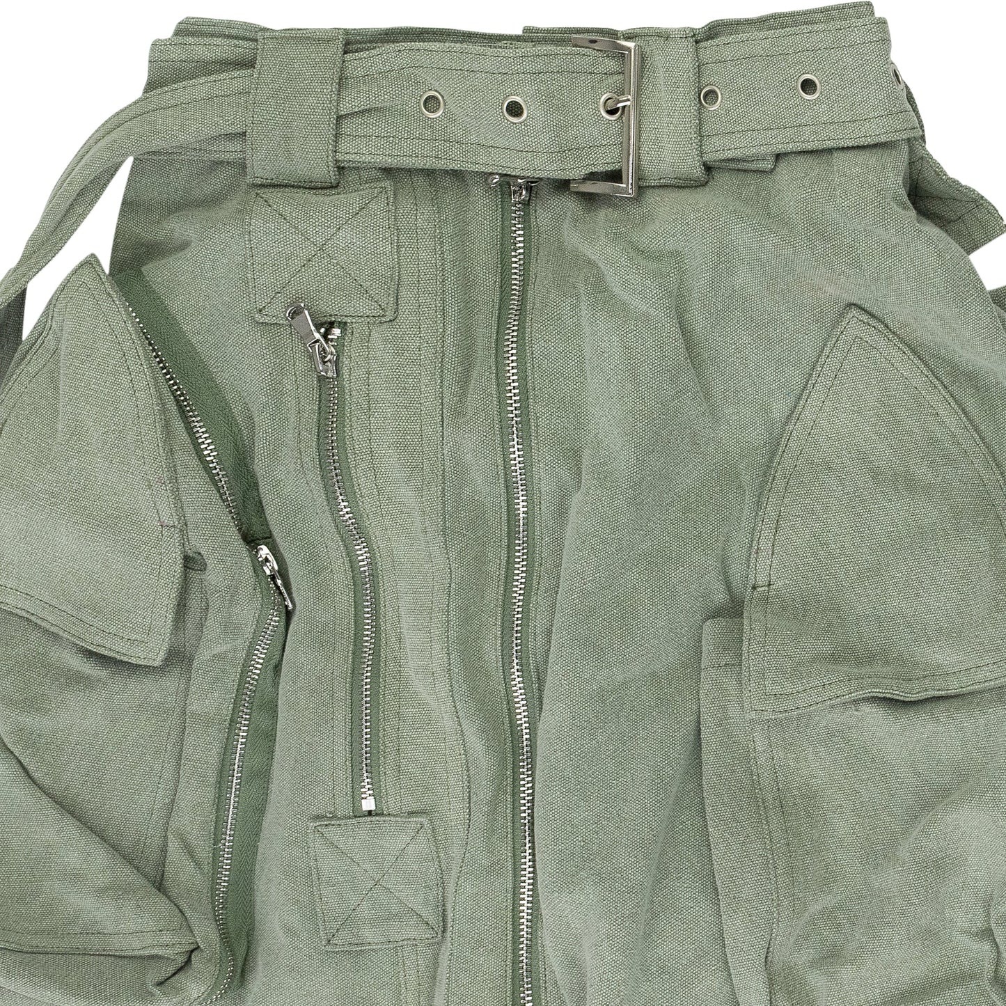 GREEN MULTI POCKET SKIRT