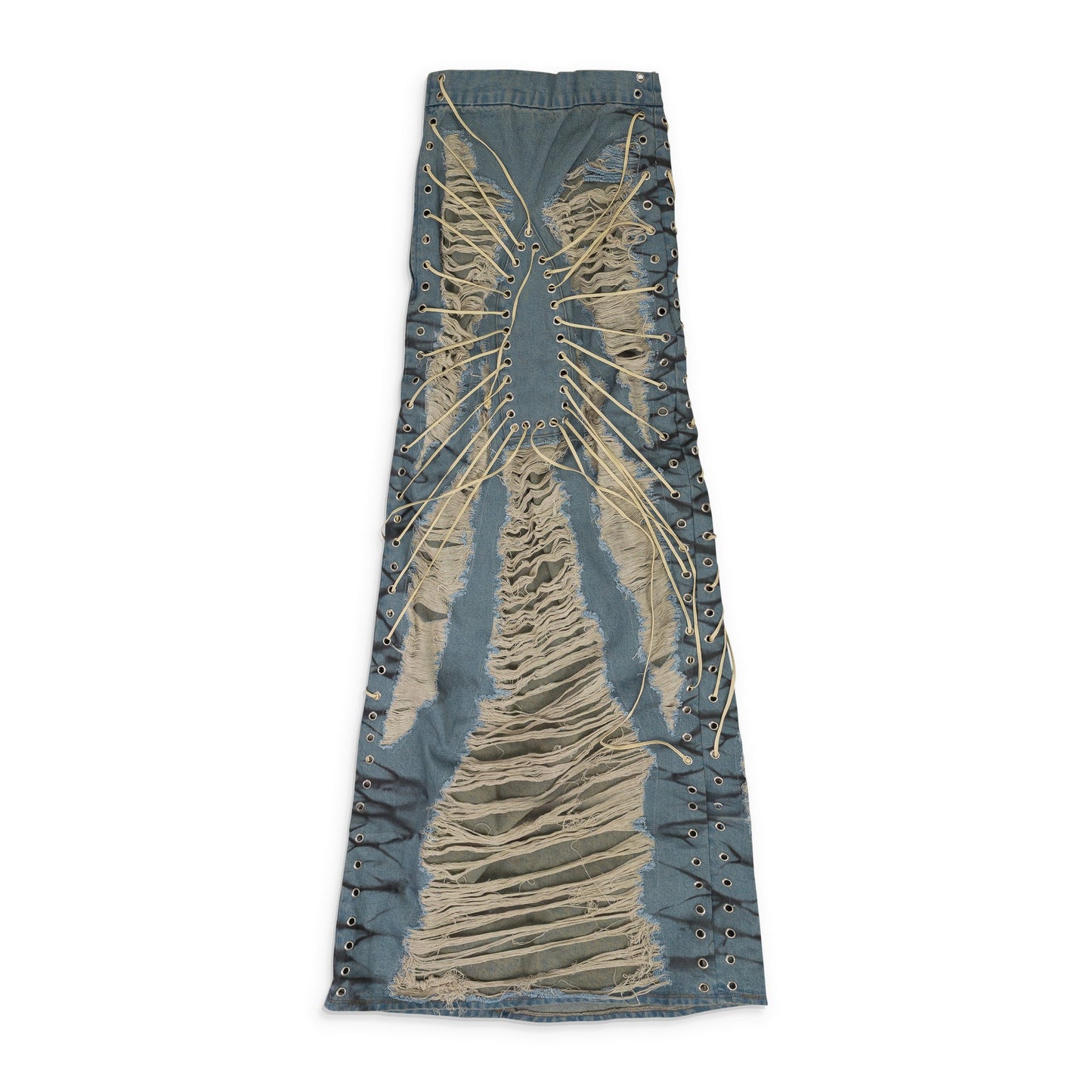 BLUE LACED WINDOW MAXI SKIRT
