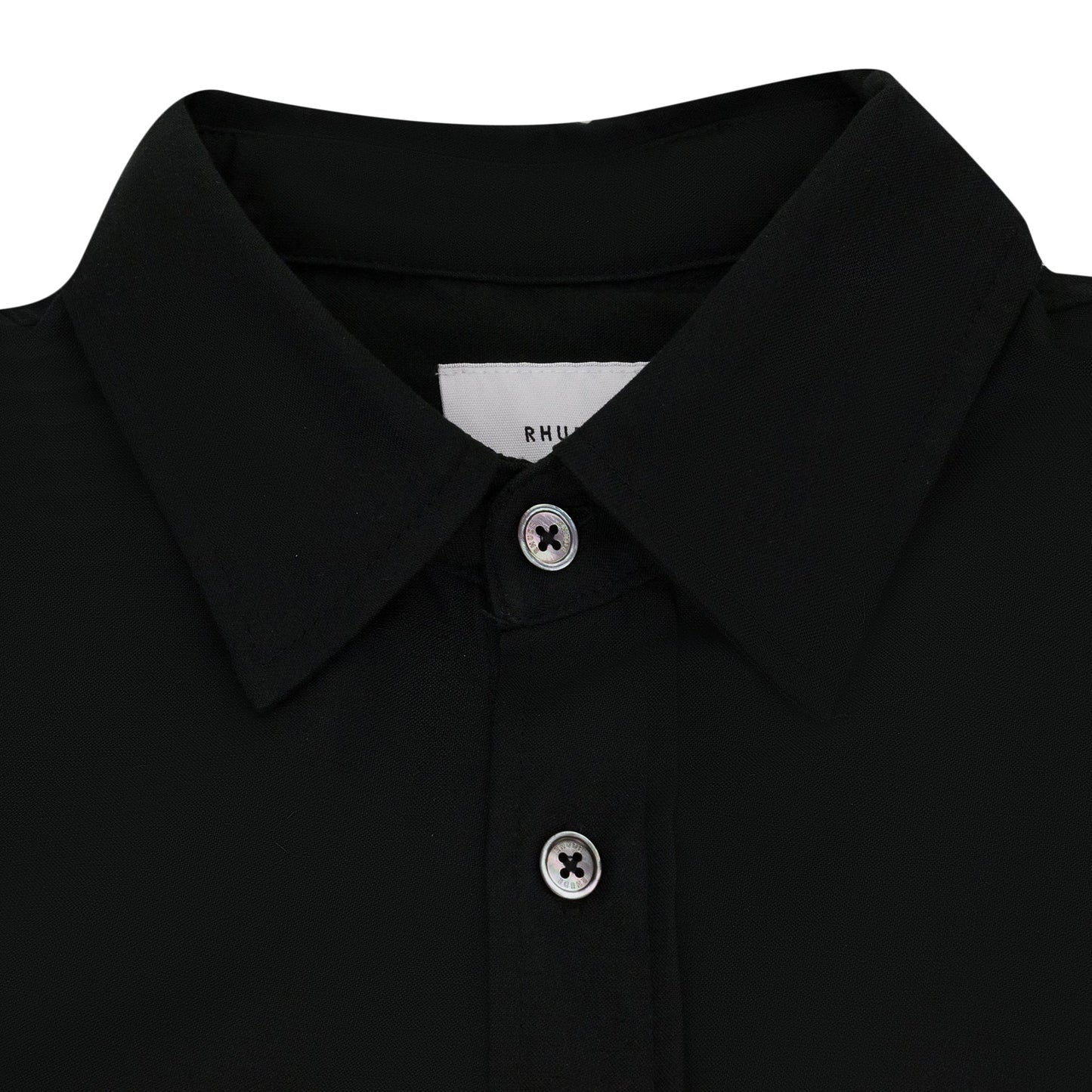 Black Linen Button-Up Shirt