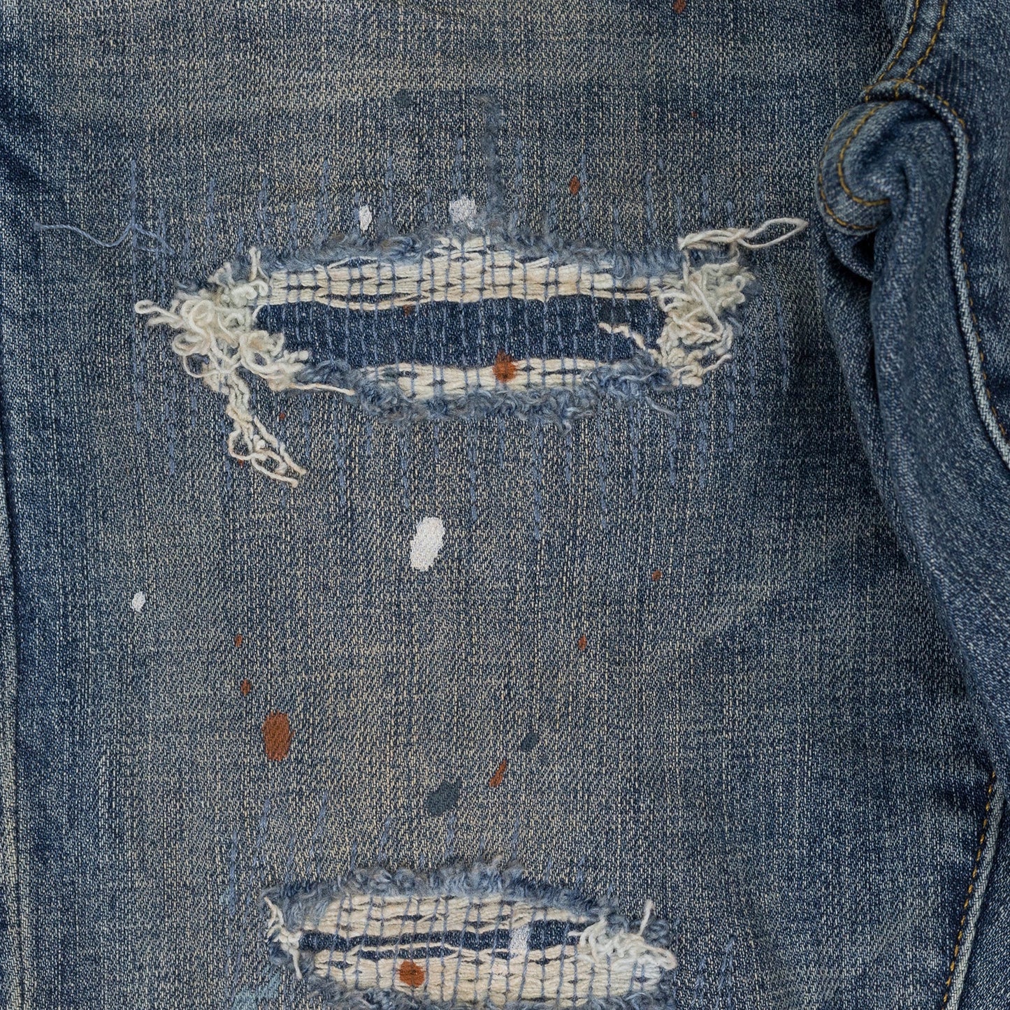 Indigo Paint Splatter P001 Jeans