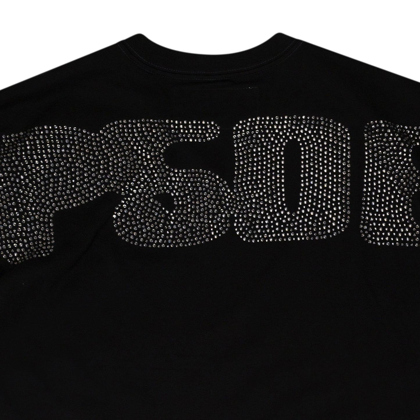 Black Rhinestone Silk T-Shirt