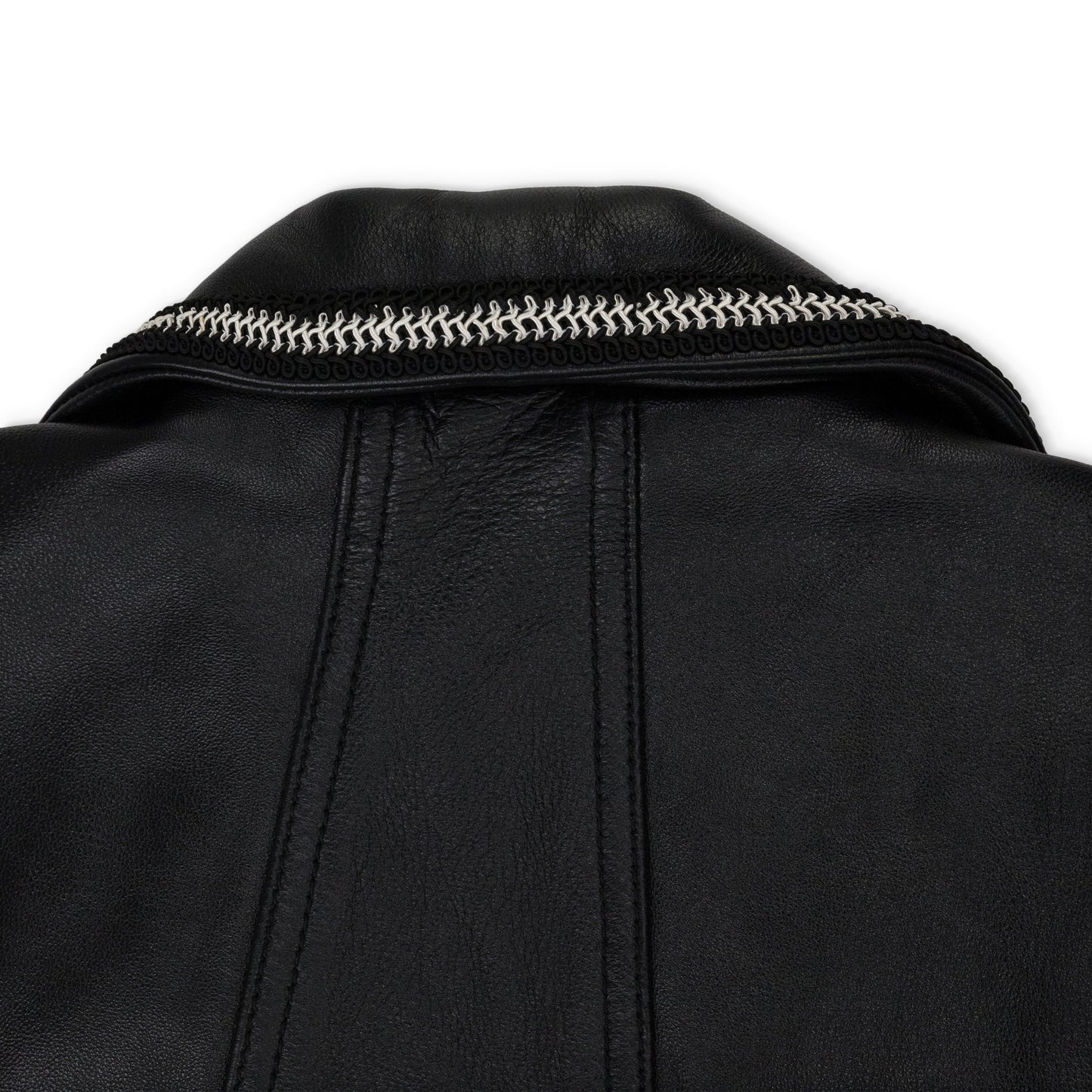 Black Stitched Crop Leather Vest