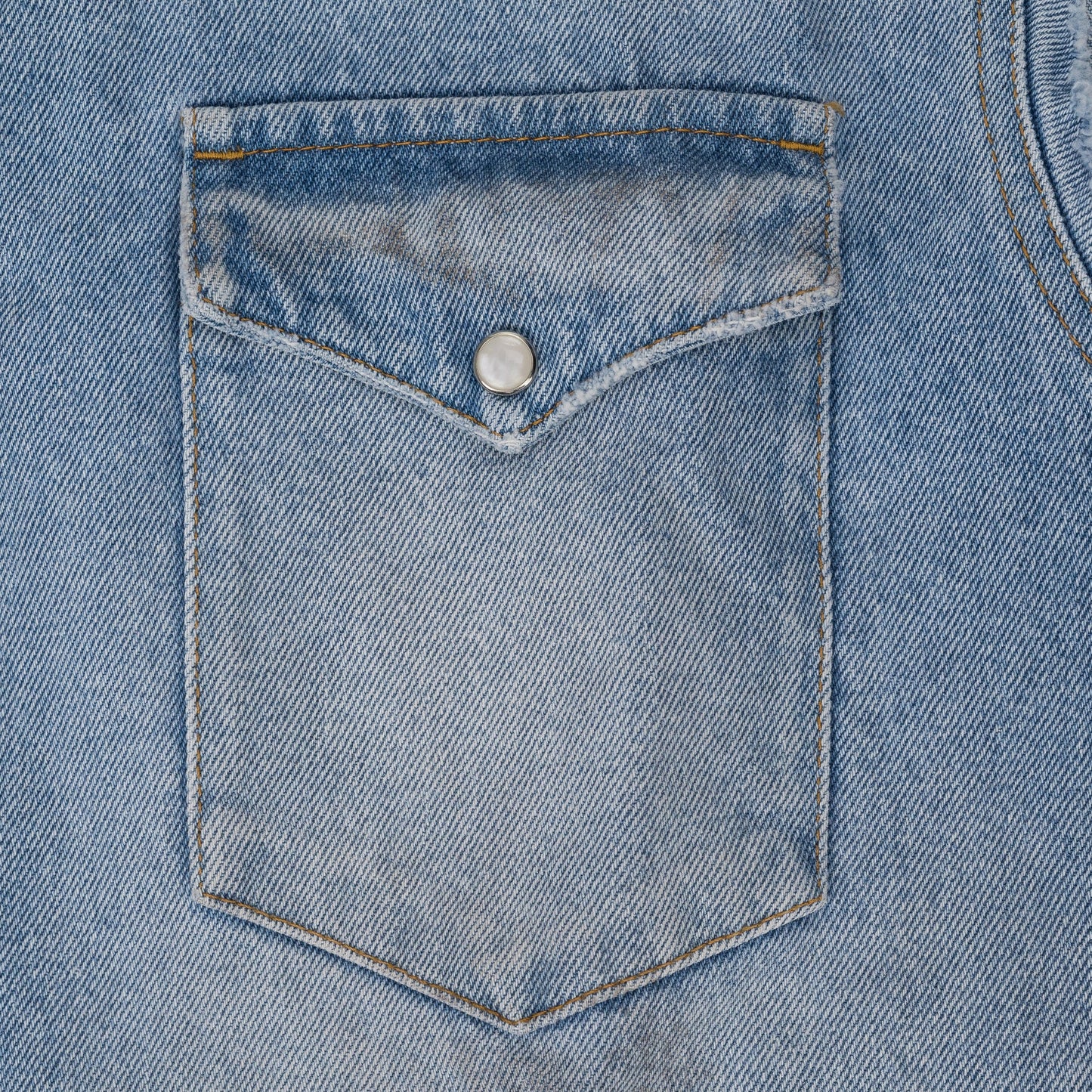 Blue Sleeveless Distressed Denim Shirt