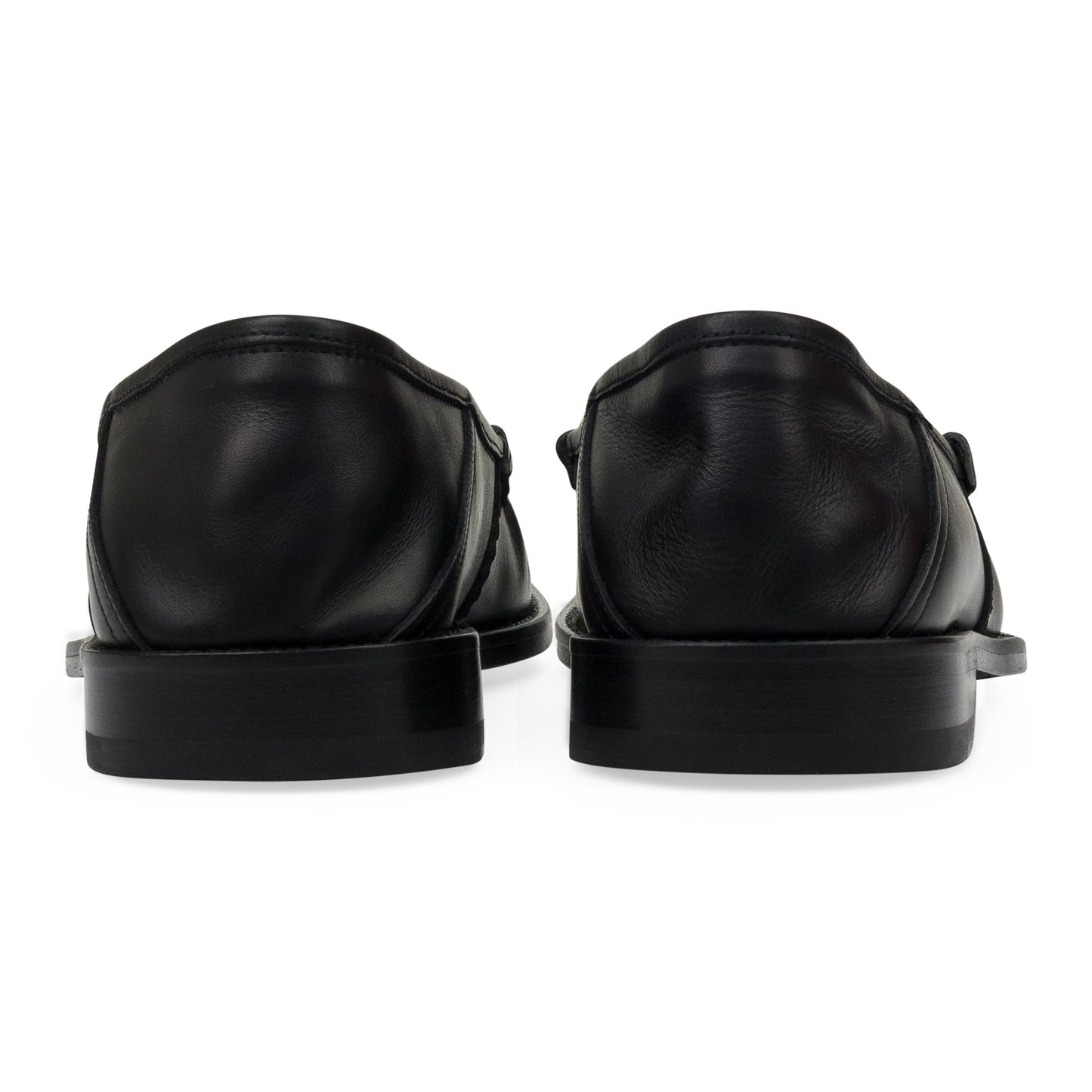 Black Gathered Slip On Loafers