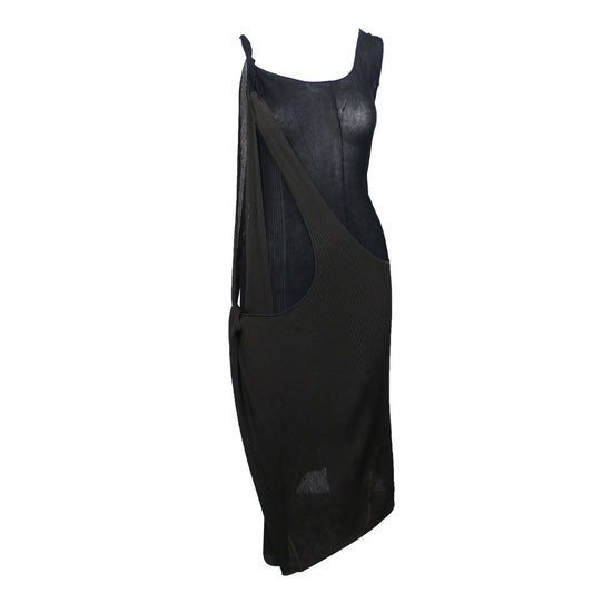 BOTTEGA VENETA Brown & Black Two Tone Rib Sweater Dress