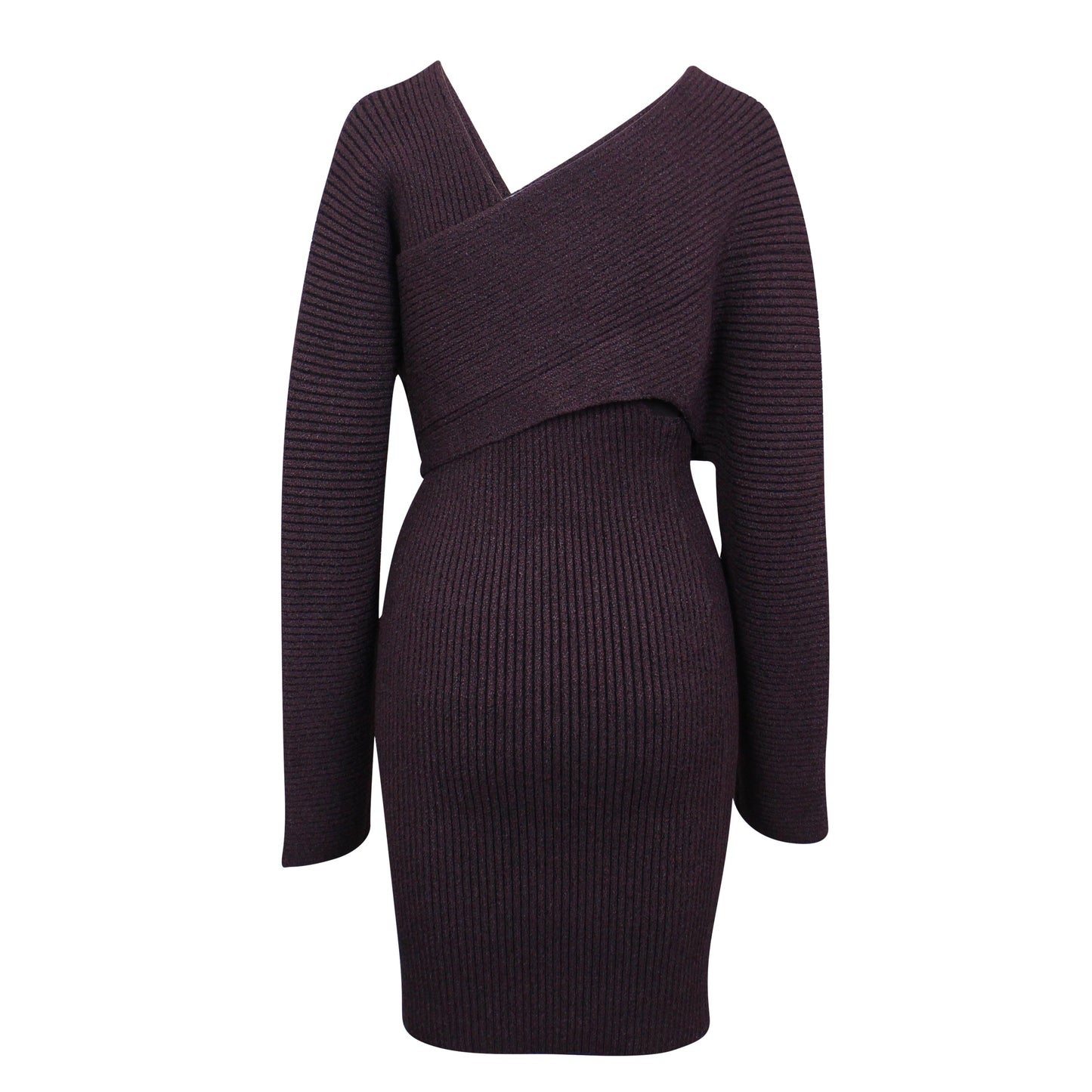 BOTTEGA VENETA Purple Sable Rib Knit Short Dress