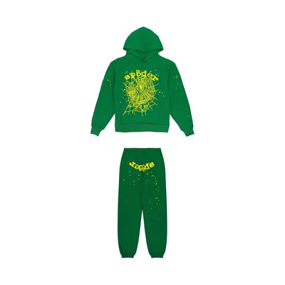 SP5DER GREEN SWEATSUIT SET