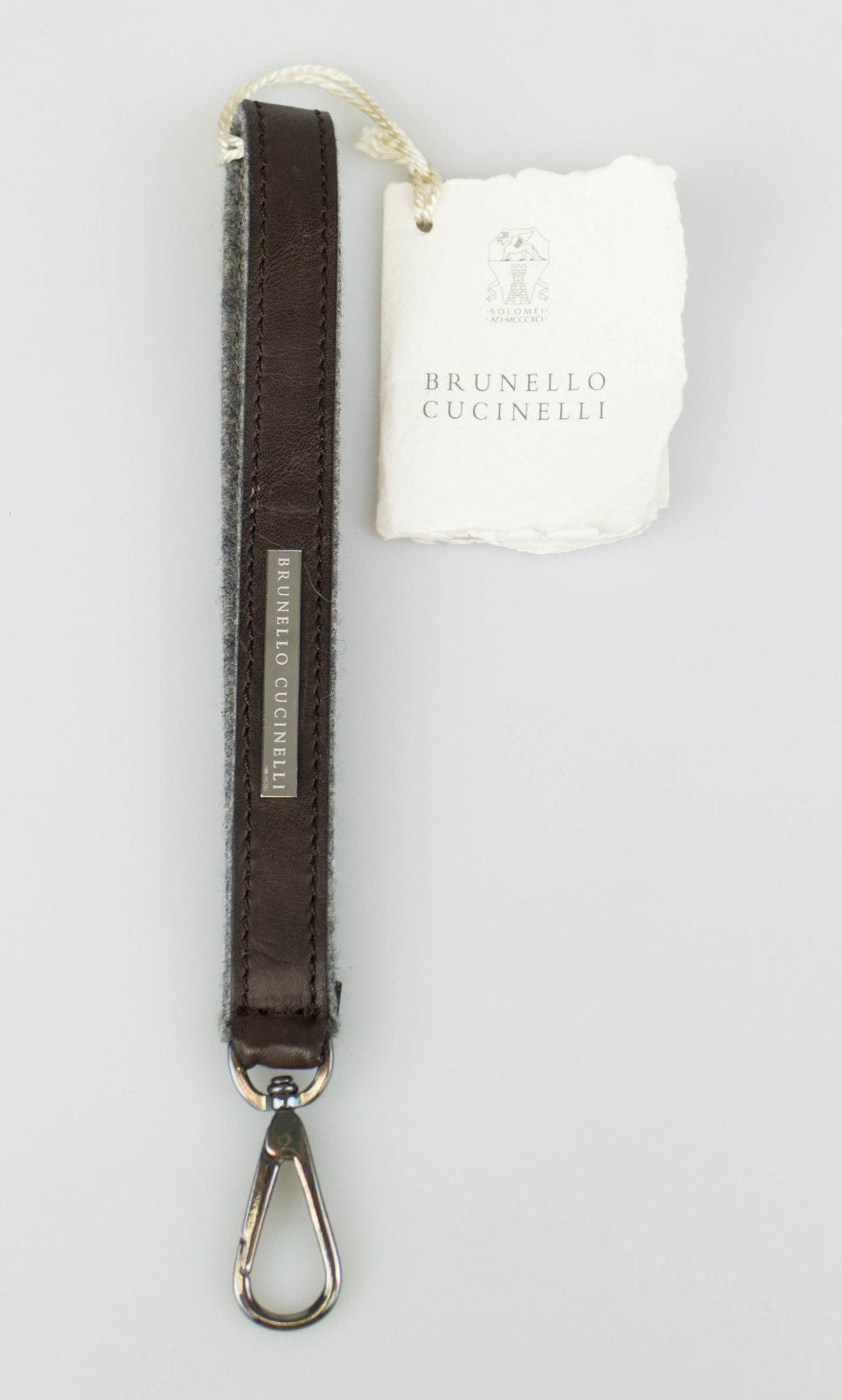 Brown Leather Cashmere Lined Wristlet Key Ring