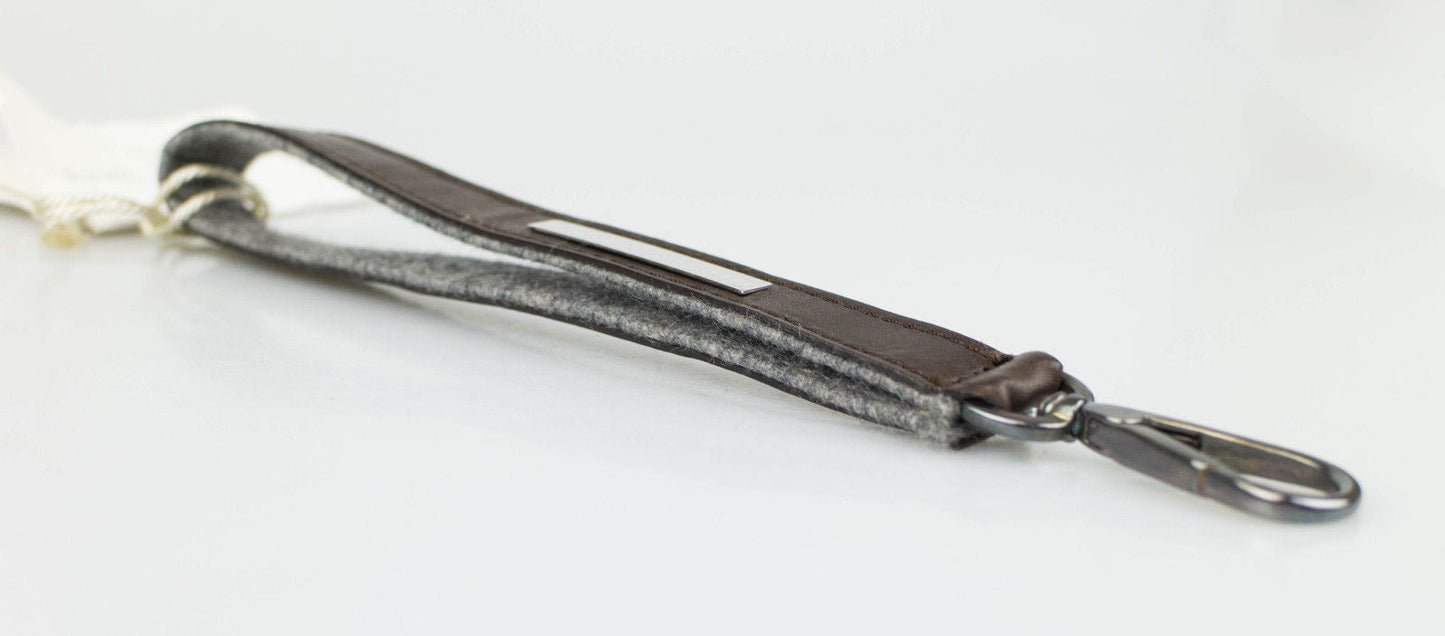 Brown Leather Cashmere Lined Wristlet Key Ring